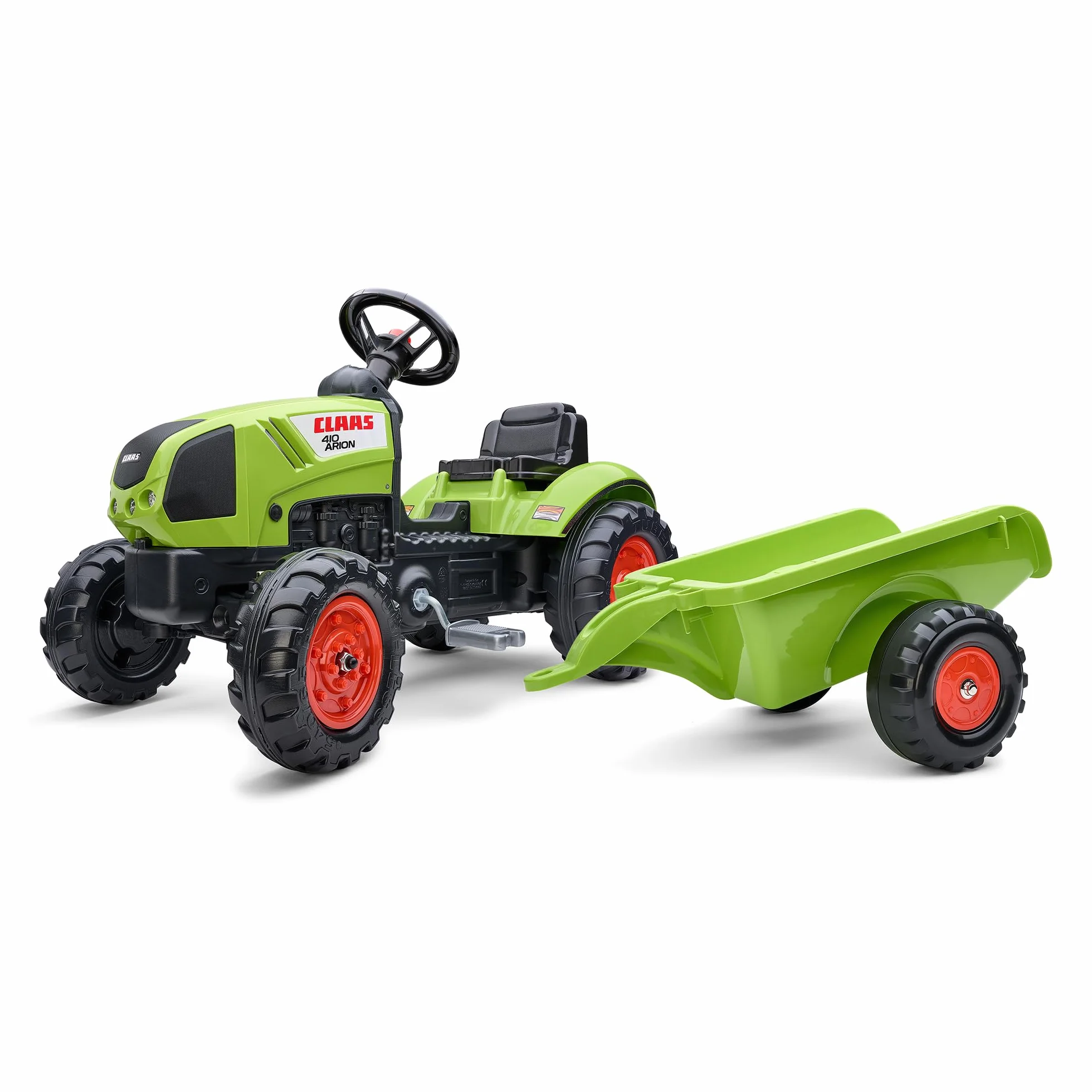 Falk - Tractor de Pedales Claas con Remolque - A Partir de 2 años - Fabricado en Francia - Volante direccional con bocina - 2040A