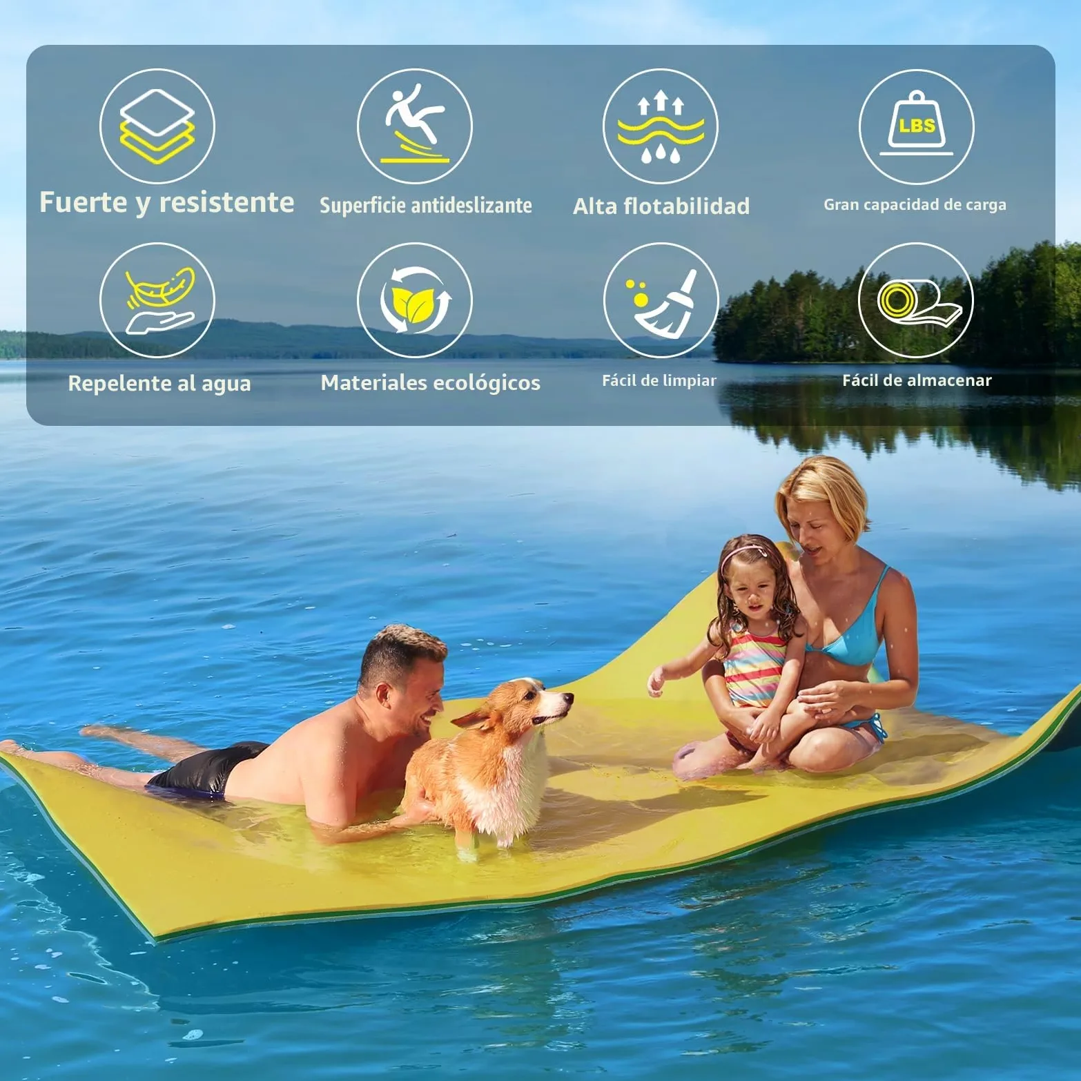CTSC Colchoneta Piscina Adultos, Colchoneta Agua, Alfombra Flotante, Floating Mat XPE de 3 Capas Resistente a los Desgarros