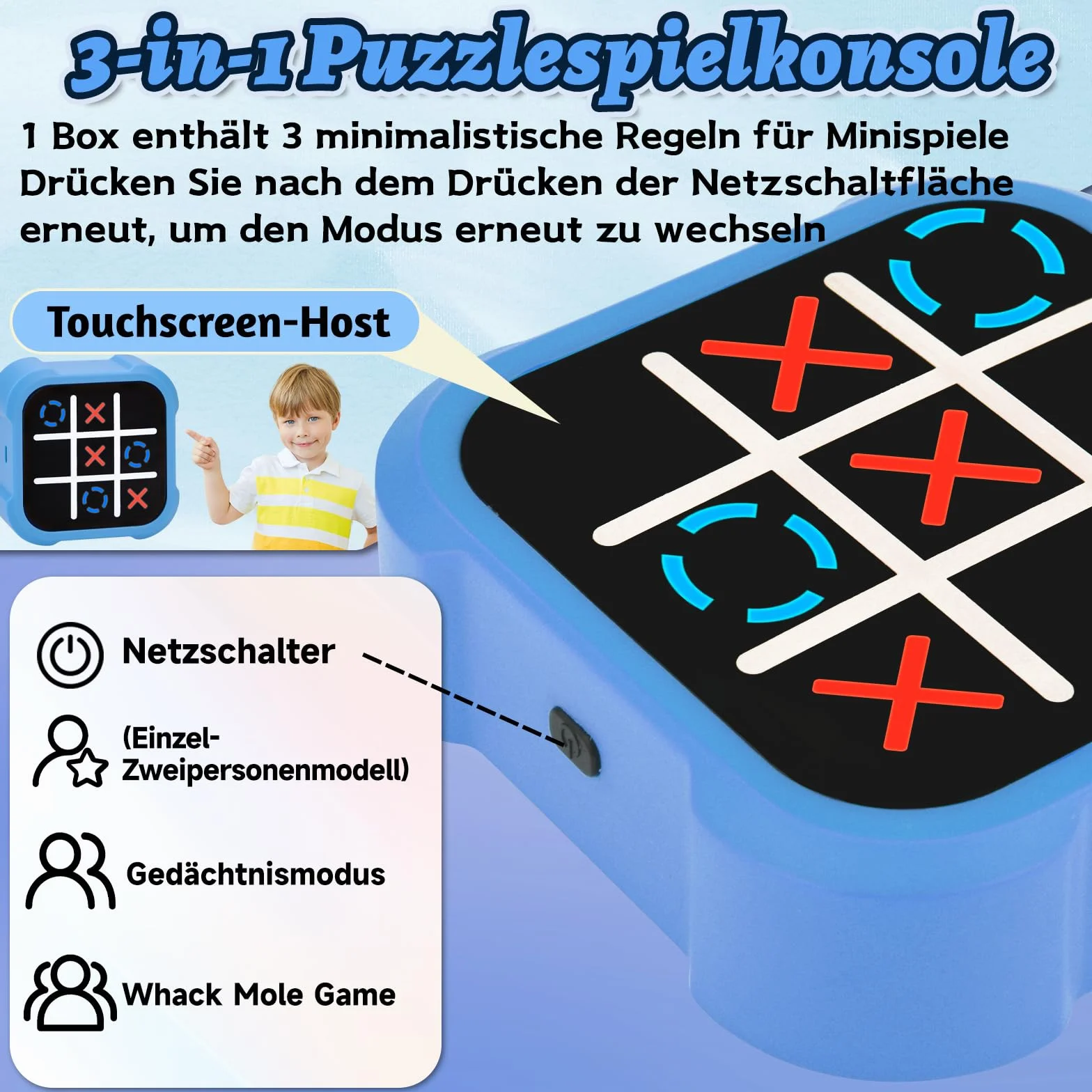 Tic Tac Toe Bolt 3 en 1 Juego de Viaje Portátil para Niños Educación Memoria
