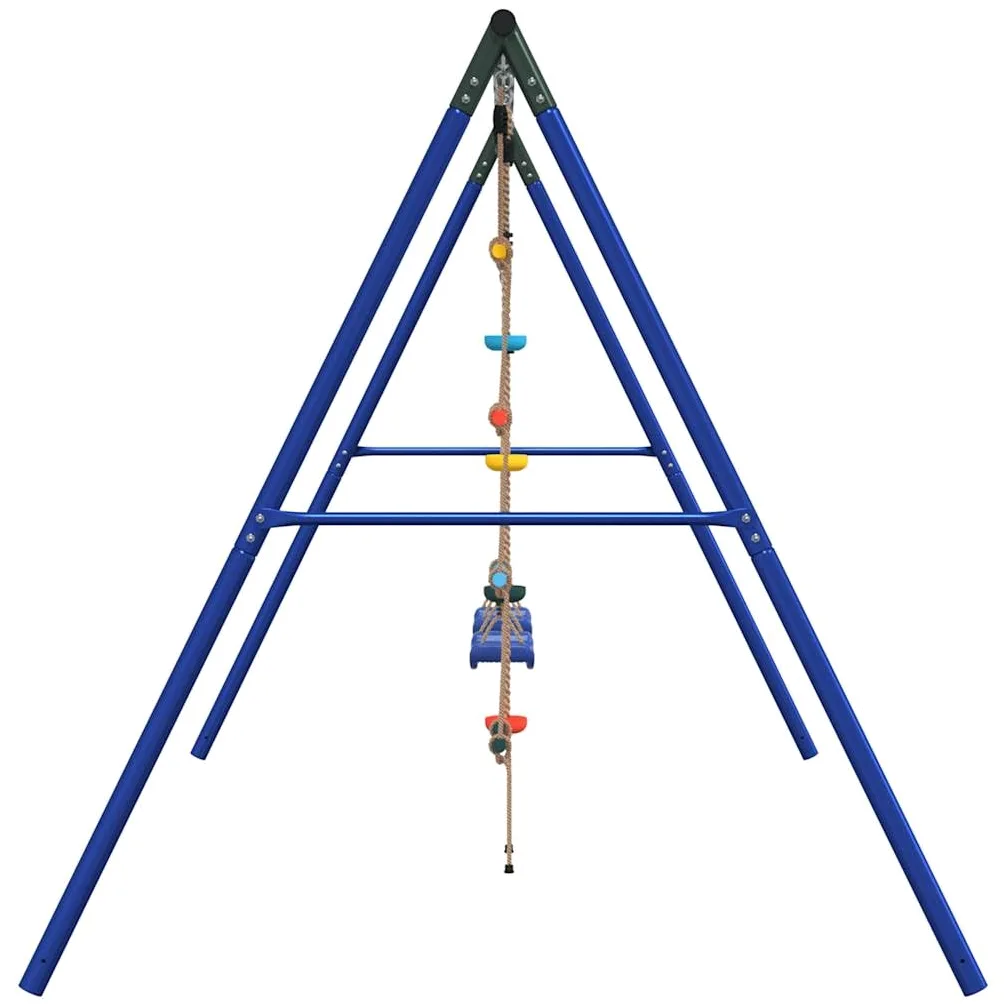 Juego de columpio con columpio trapezoidal, escalera de cuerda y cuerda de escalada de acero lacado, 341 x 185 x 185 cm, para jardín al aire libre, parque infantil, promueve movimiento