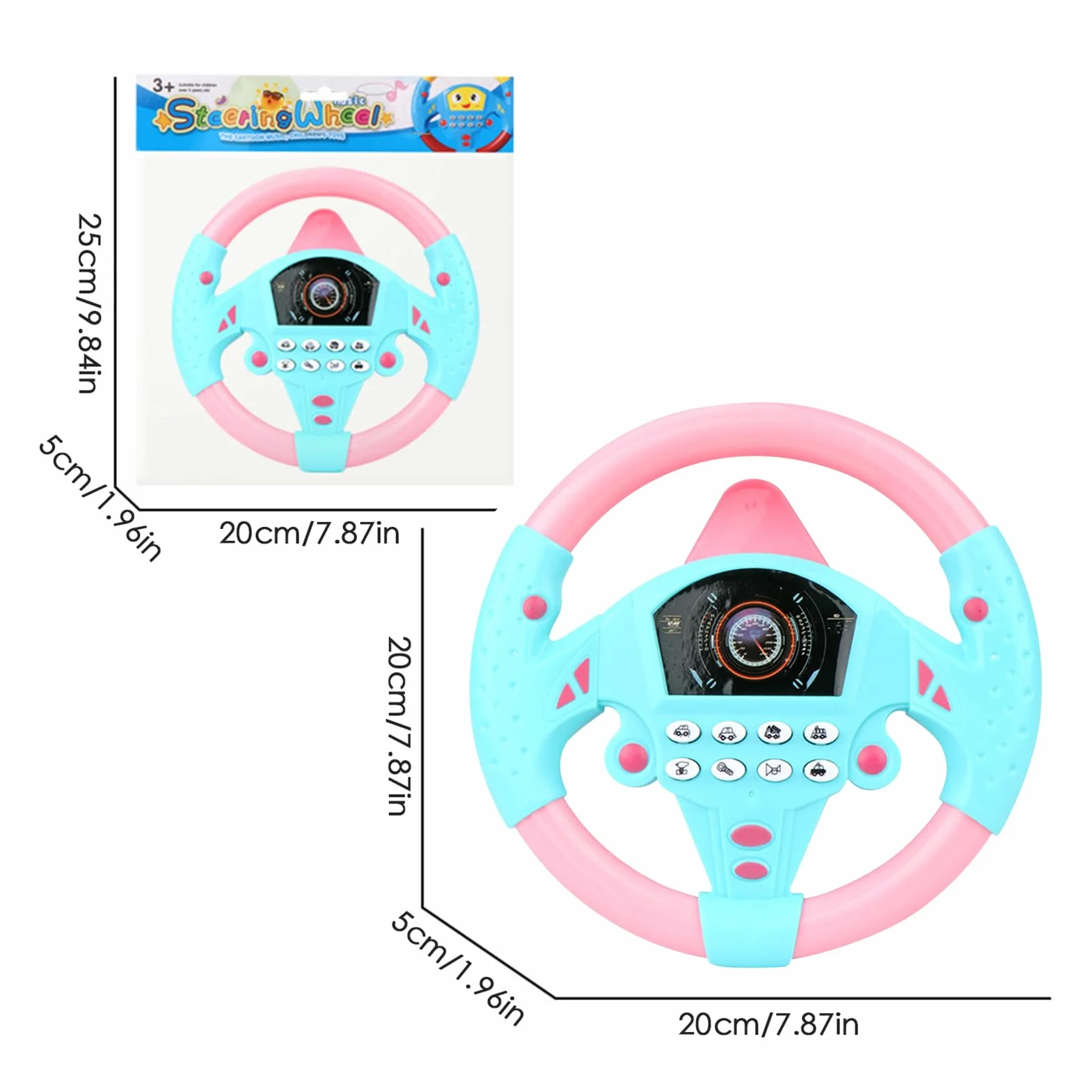 Genérico Kids Steering Wheel, Interactive Driving Toy, Faux Wheel with Suction Cup, Electric Sound Game for Early Education Learning, Car Seat Playset, Simulated Driving Experience for Preschoolers