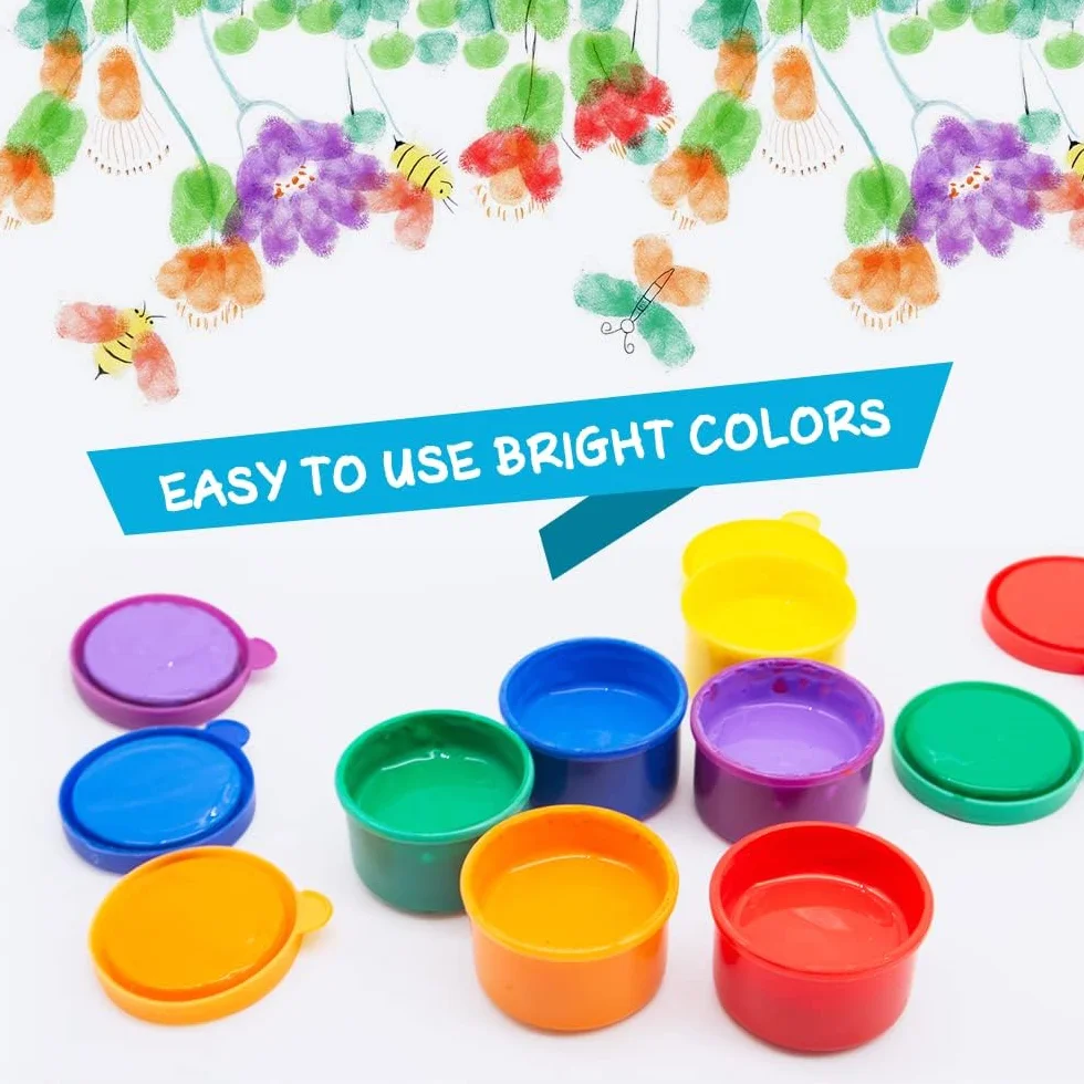 Lavable Pintura de Dedos Para Niños Pequeños, 30ML con Delantal , Pincel, Juegos Herramienta de Pintura No Tóxico y Seguro para Bebés, Juguetes Dibujo