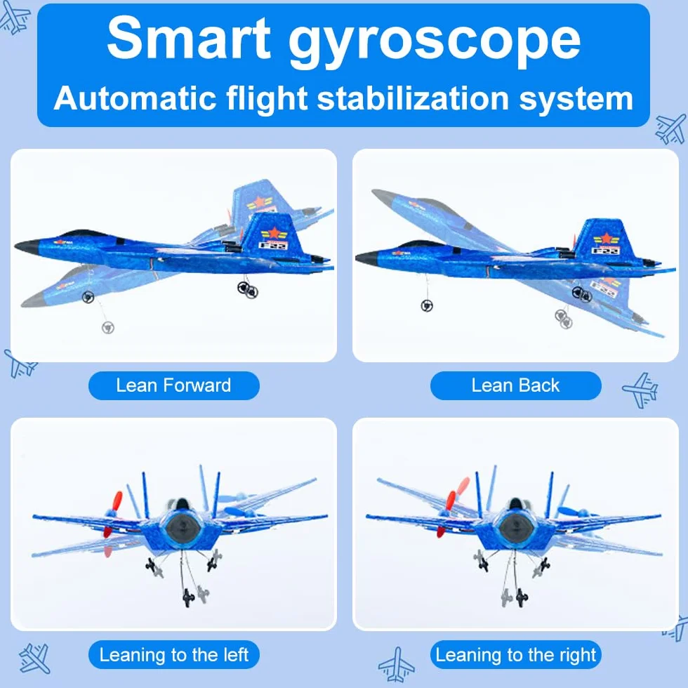 Avión F-22 RC, Avión de Control Remoto, 2.4 GHz AviónTeledirigido, AviónRC con Mando a Distancia, Avions Juguete para Niños y Principiantes con Sistema de Giroscopio,Avións Teledirigido Adulto