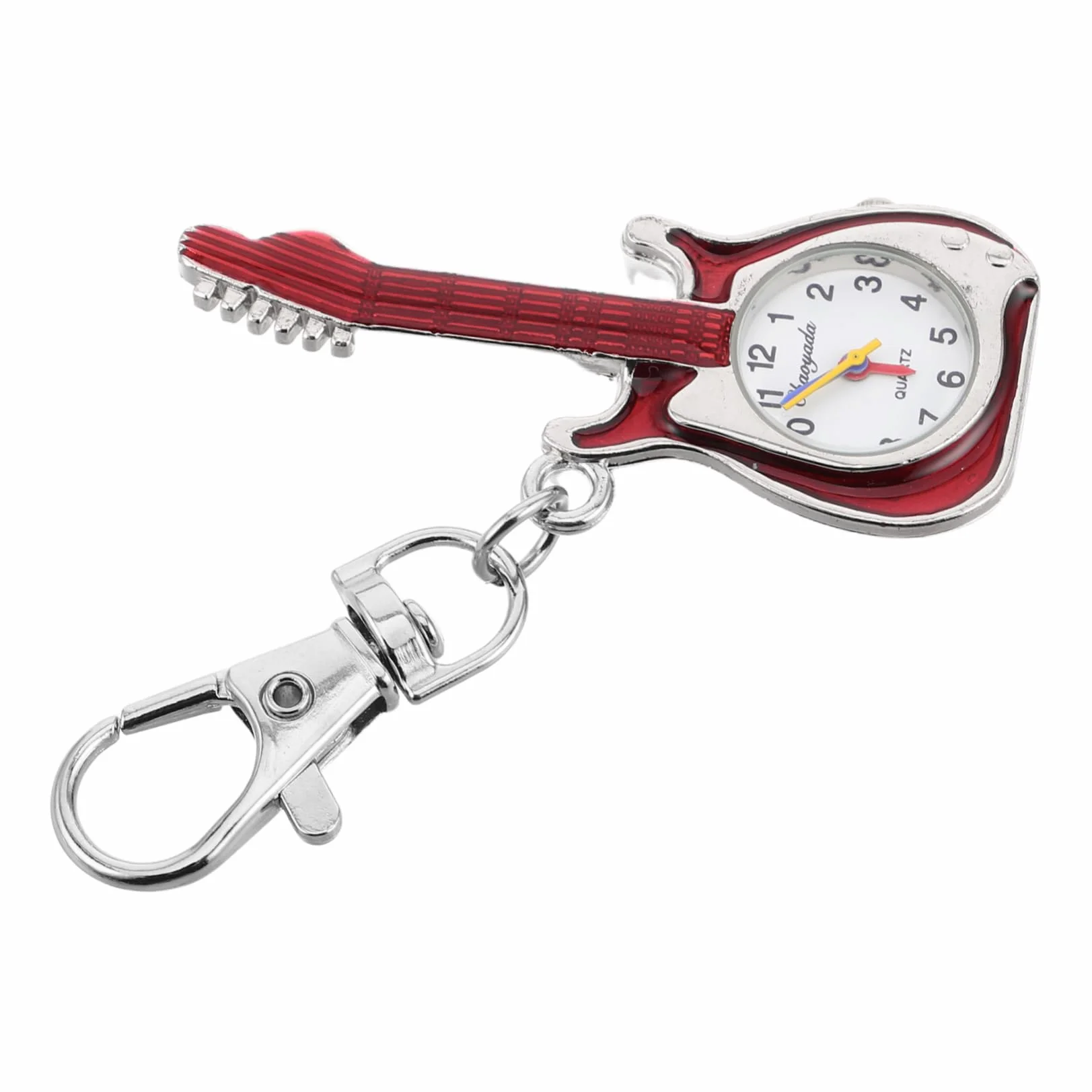 Reloj Llavero Forma de Guitarra para Niños, Reloj de Bolsillo de Cuarzo Compacto Portátil