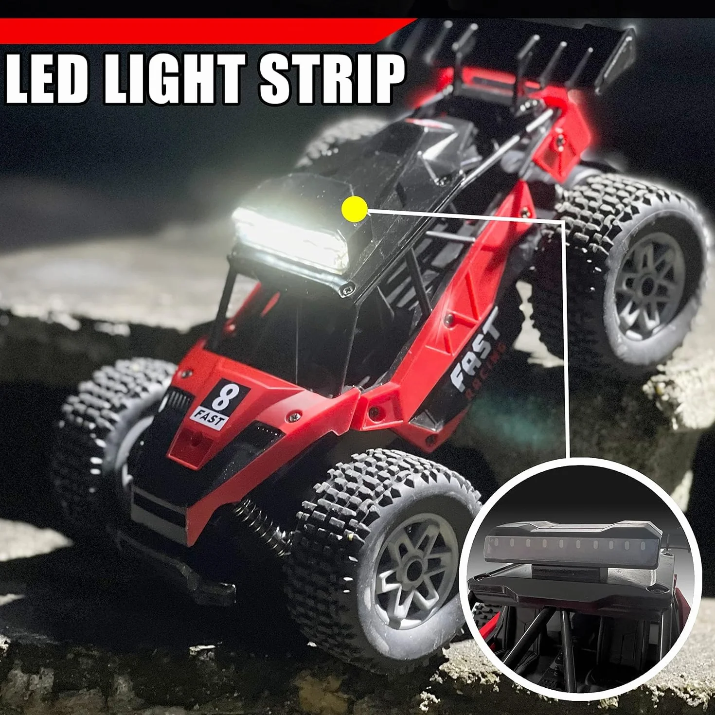 Coche Teledirigido RC con 2 Baterías 60Min Play 20km/H Acelerador Proporcional para Niños 6-16 Años Modelo Mejorado 2025