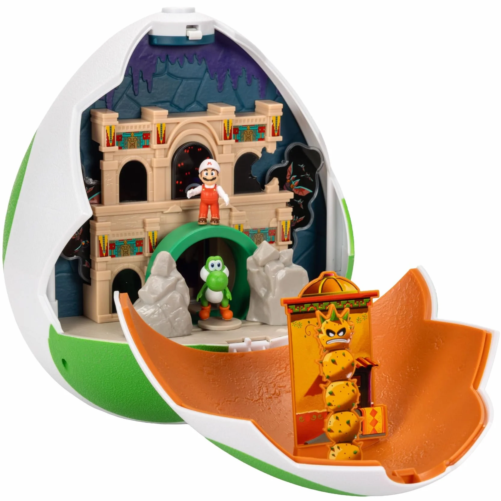 El Set de Juego Huevo de Yoshi de la película Super Mario Galaxy con Minifiguras de 3,8 cm, con Licencia Oficial de Jakks Pacific, Incluye Figuras de 4 cm y Mario de Fuego Exclusivo