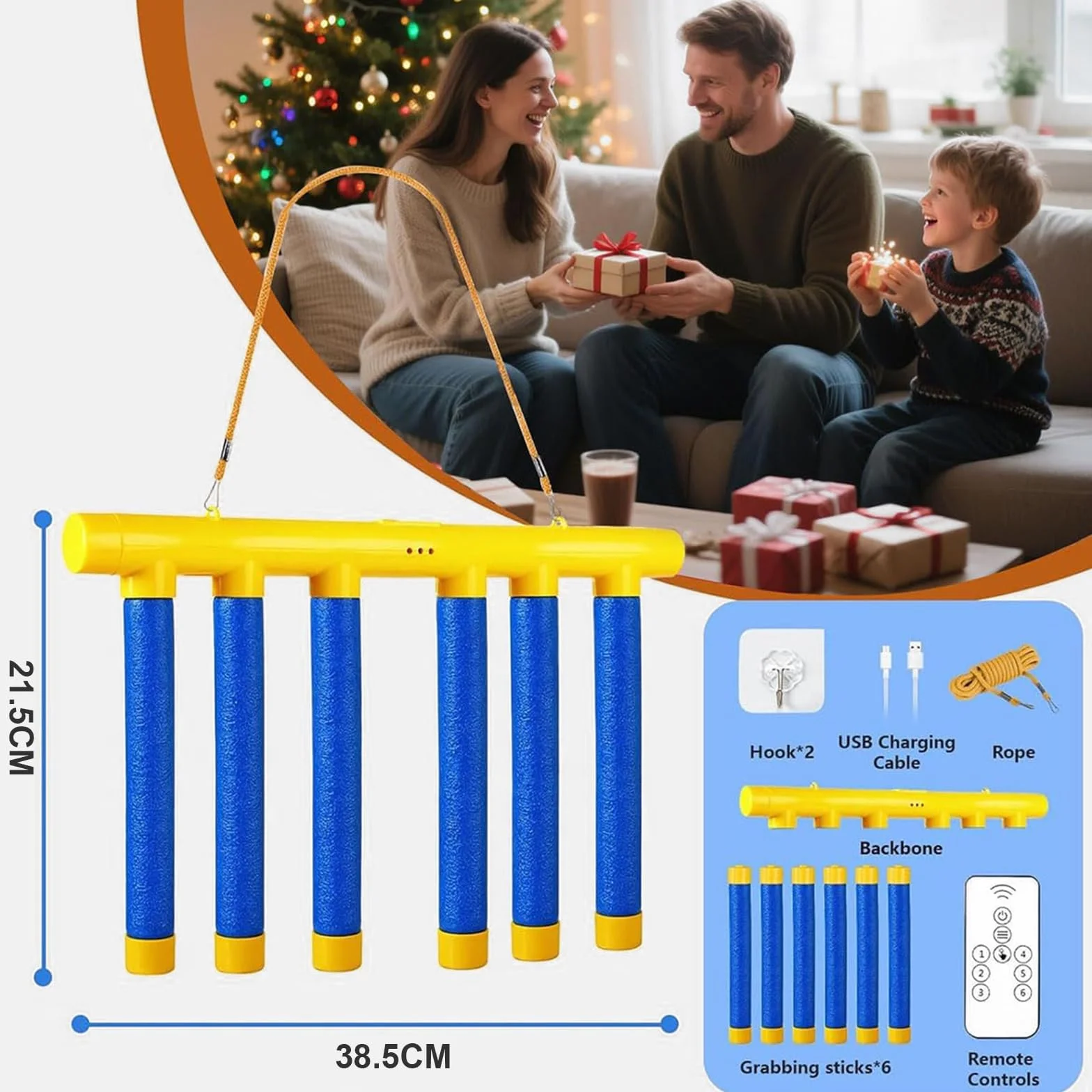 Juego de Reflejos Palos para Atrapar, Juguete de Coordinación Mano-Ojo con Mando a Distancia, 3 Velocidades Ajustables Desafío de Velocidad para Niños Familia Fiesta Interior Exterior