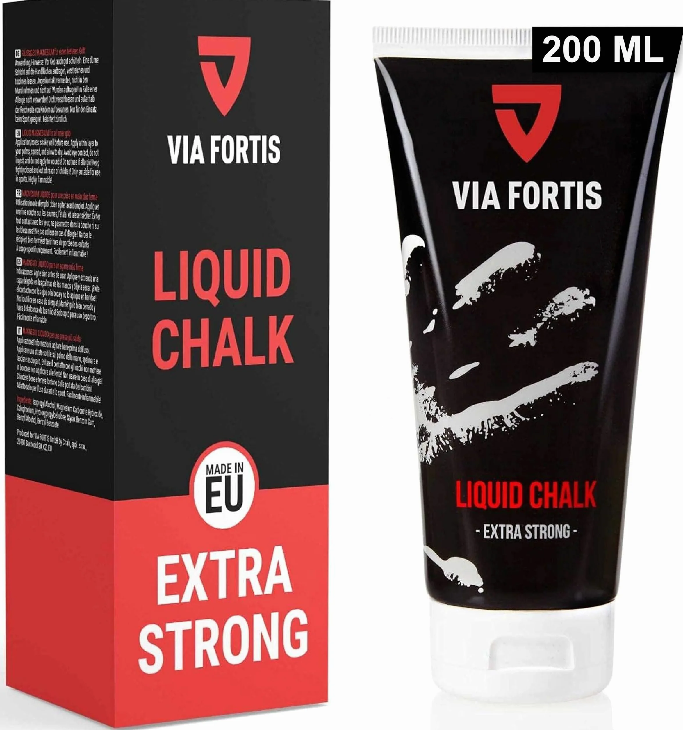 VIA FORTIS Magnesio Líquido 200 ml Tiza Líquida para Gimnasio Escalada Calisthenics Yoga Agarre
