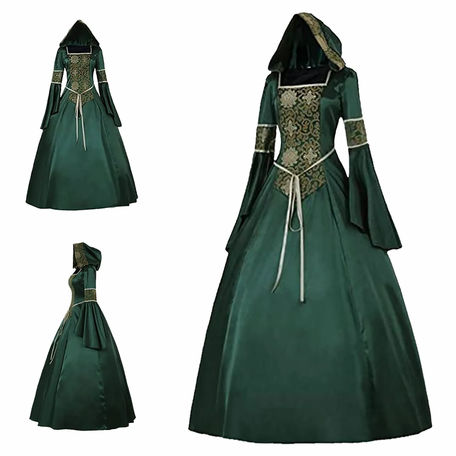 Disfraces de Halloween, elegante disfraz de cosplay, vestido de Halloween con capucha, accesorios para mujer, traje de fiesta gótica de verano