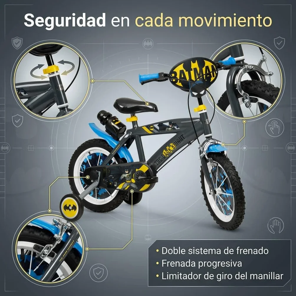 TOIMSA Bicicleta 14" Batman 4/6 Ños, Multicolor, 14913