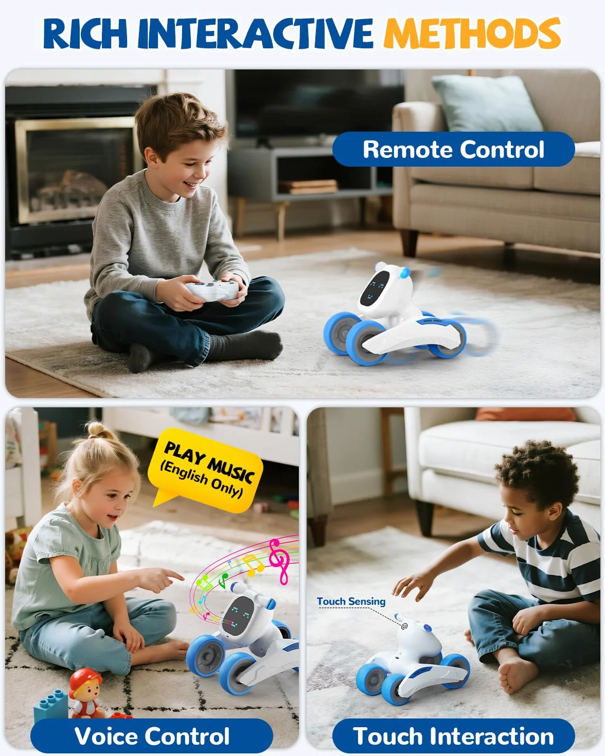 Robot Juguete, Robot Teledirigido para Niños con Expresión LED, Programable, Control por Voz (Solo en inglés), Interactivo Inteligente, Regalo para Niños y Niñas 3 4 5 6 7 8 9 10 11 12 Años