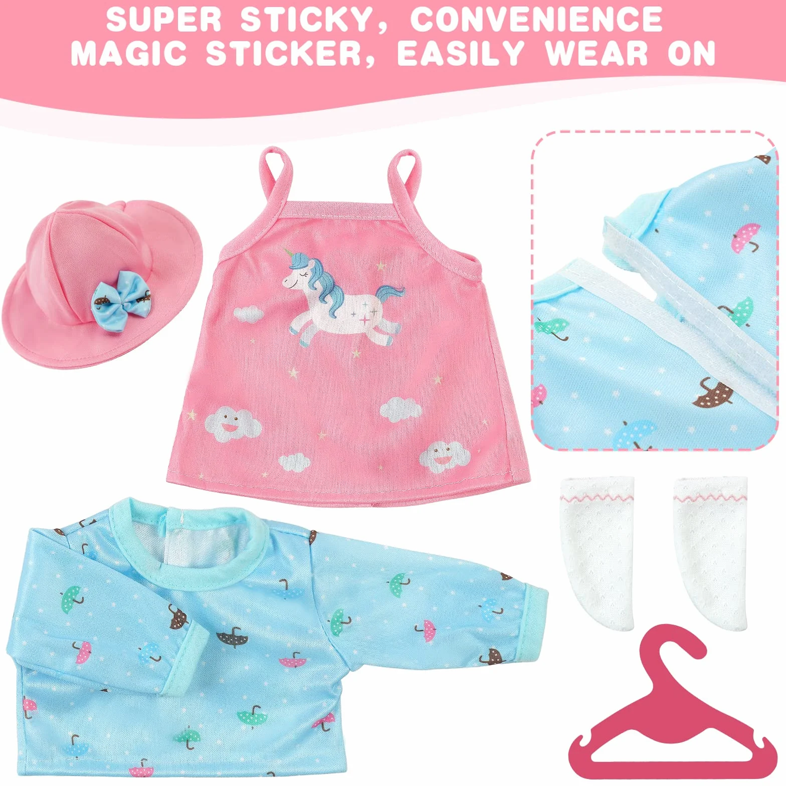 Aolso Ropa de Muñeca para Muñecas,Vestido para Muñecos Bebé de 35cm-45cm,Conjunto de Ropa de Muñeca con Sombrero,Juego de Disfraz de Muñeca para Niños y Niñas