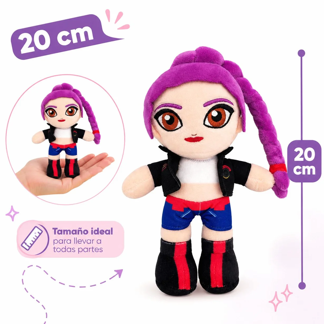 Peluche K-Pop Music 20 cm Lila, Muñeca de Tela Suave, Poliéster, Regalo Fans Música Coreana