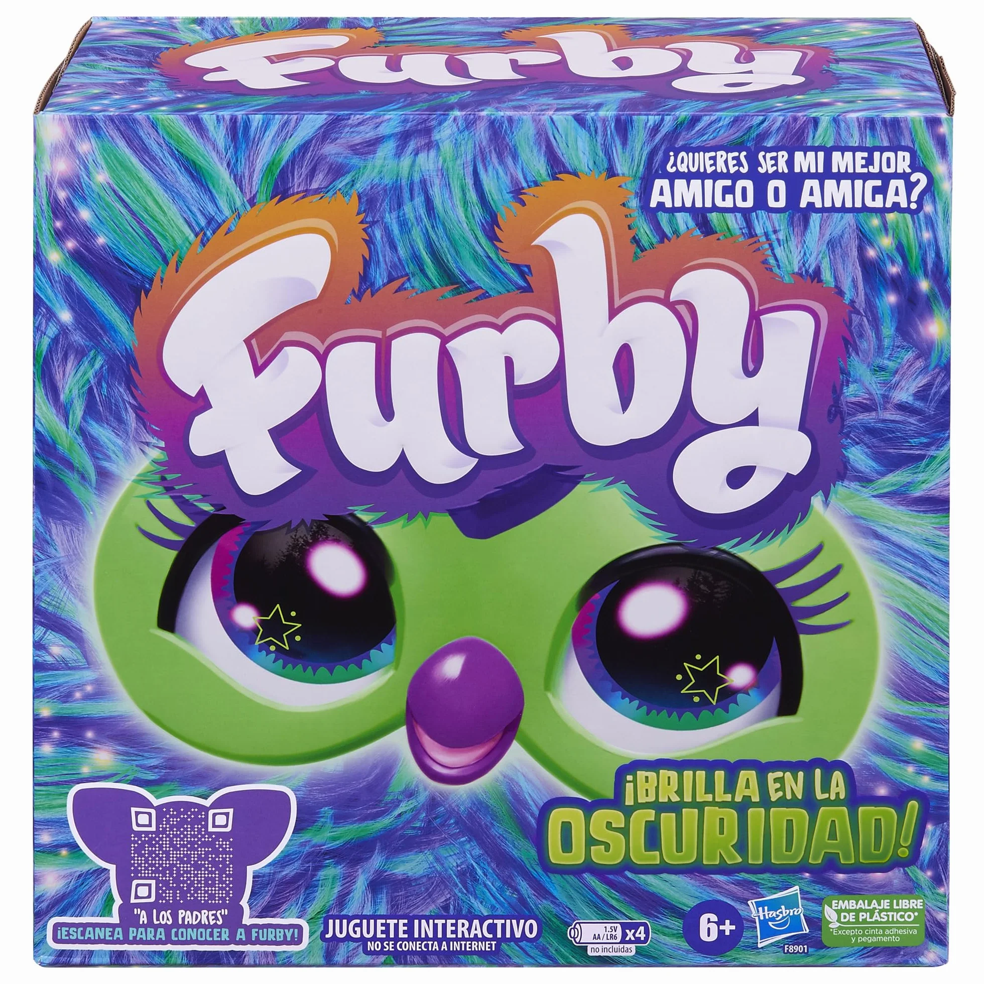 Furby Galaxy, Juguete de Peluche Interactivo Que Brilla en la Oscuridad - Versión en Español, Juguete Electrónico para Niñas y Niños, Regalo de Papá Noel y Reyes Magos