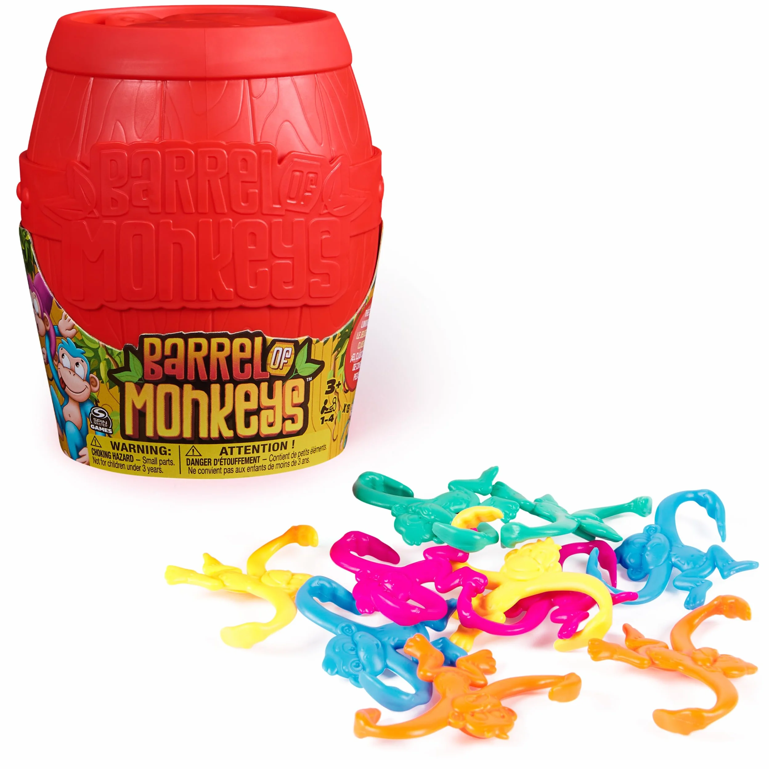 Barrel of Monkeys, Juego Retro de conectar Piezas para Toda la Familia con Aspecto renovado | Juegos clásicos para niños en Edad Preescolar, para Noches de Juegos, a Partir de 3 años