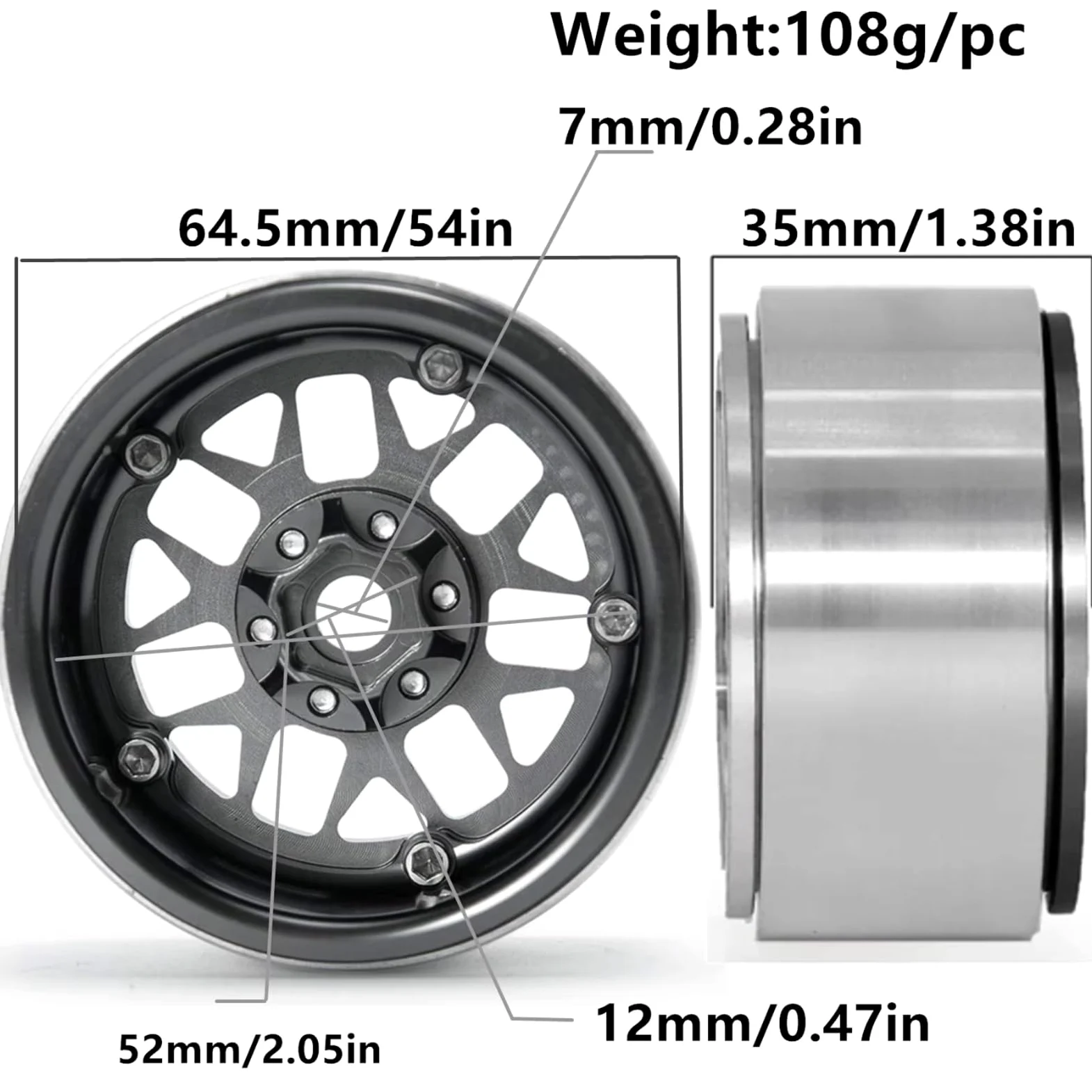 2. Eslingas Barro Alumbre para Axial para SCX10 90046 1/10 Parts Piezas | Pieza coche RC llantas aluminio guardabarros eliminan residuos tracción constante hexagonal 12mm