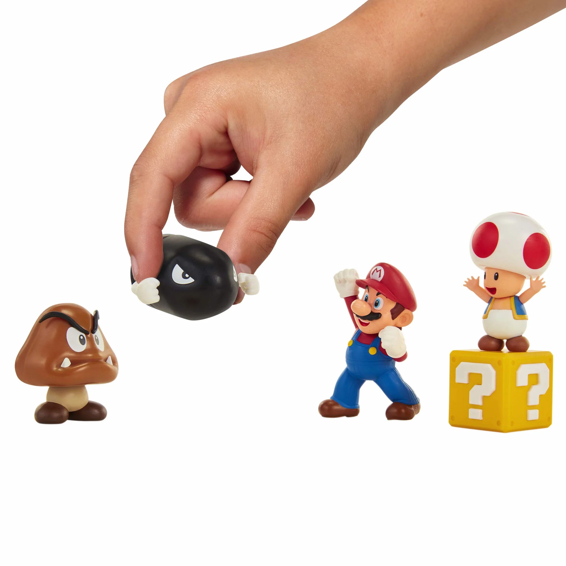 Super Mario - Diorama Multipack Dehesa Bellotera con 4 Figuras y 1 Accesorio. Con Mario, Toad, Goomba, Bill Bala -Juguete para niños 3 años +