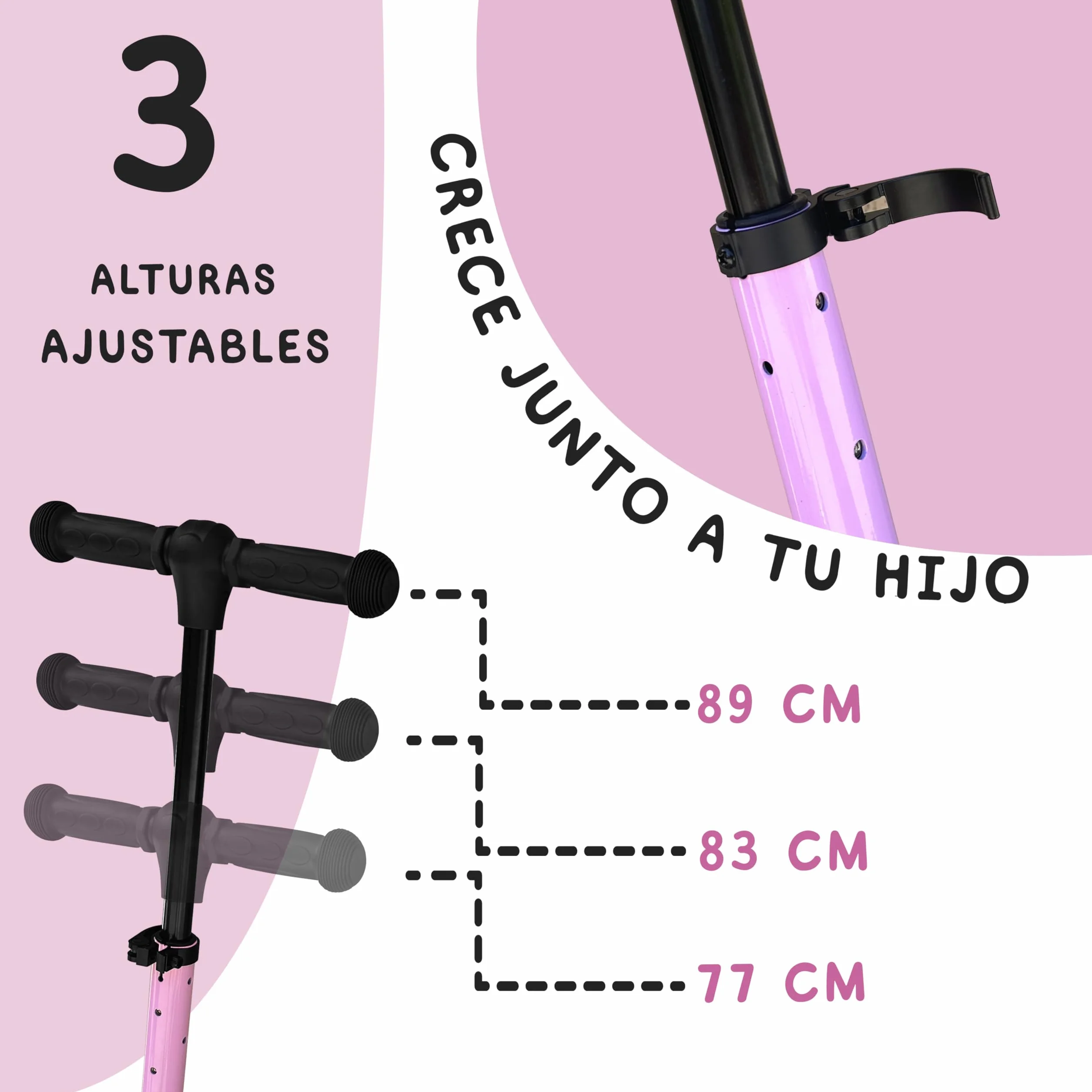 Patinete con Luces led, Patinete Plegable, Altura Ajustable para niños de 3 a 10 años, Scooter Capacidad de Peso hasta 60kg.