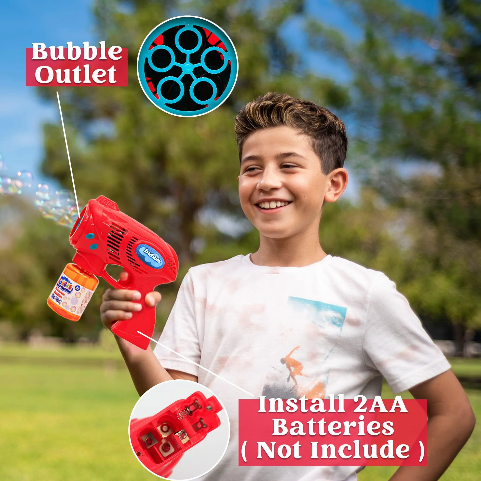 2 Pistolas de Burbujas para Niños con 2 x 148ml Solución de Recarga de Burbujas, Juguete de Verano, Actividad al Aire Libre, Pascua, Regalo de cumpleaños, Regalos de Fiesta