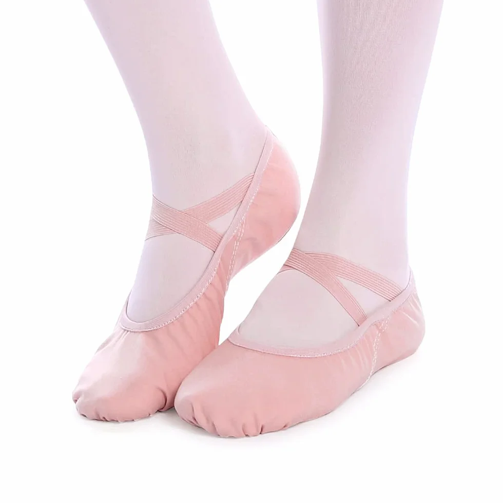 Zapatillas de Ballet Canvas Split Dance Zapatos Negro y Rosa Claro