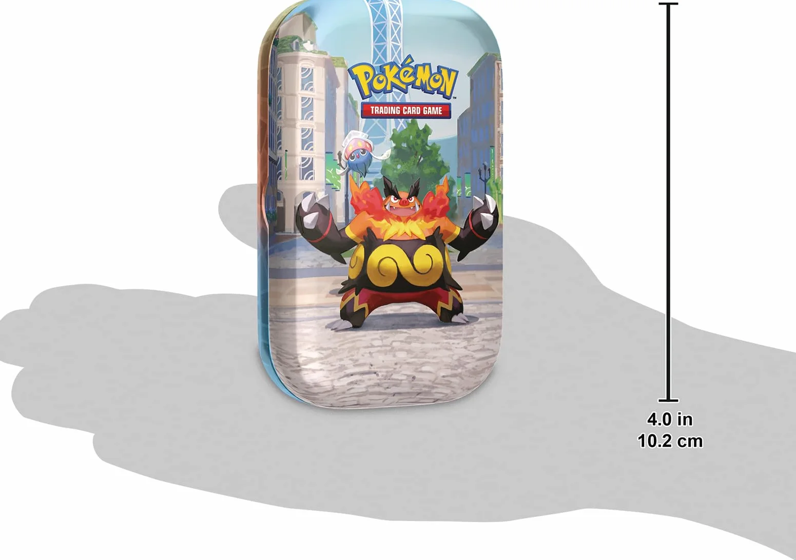 Pokémon JCC Minilata Ciudad Luminalia: Emboar e Inkay con 2 Sobres de Mejora, 1 Tarjeta Ilustrada y 1 Pegatina