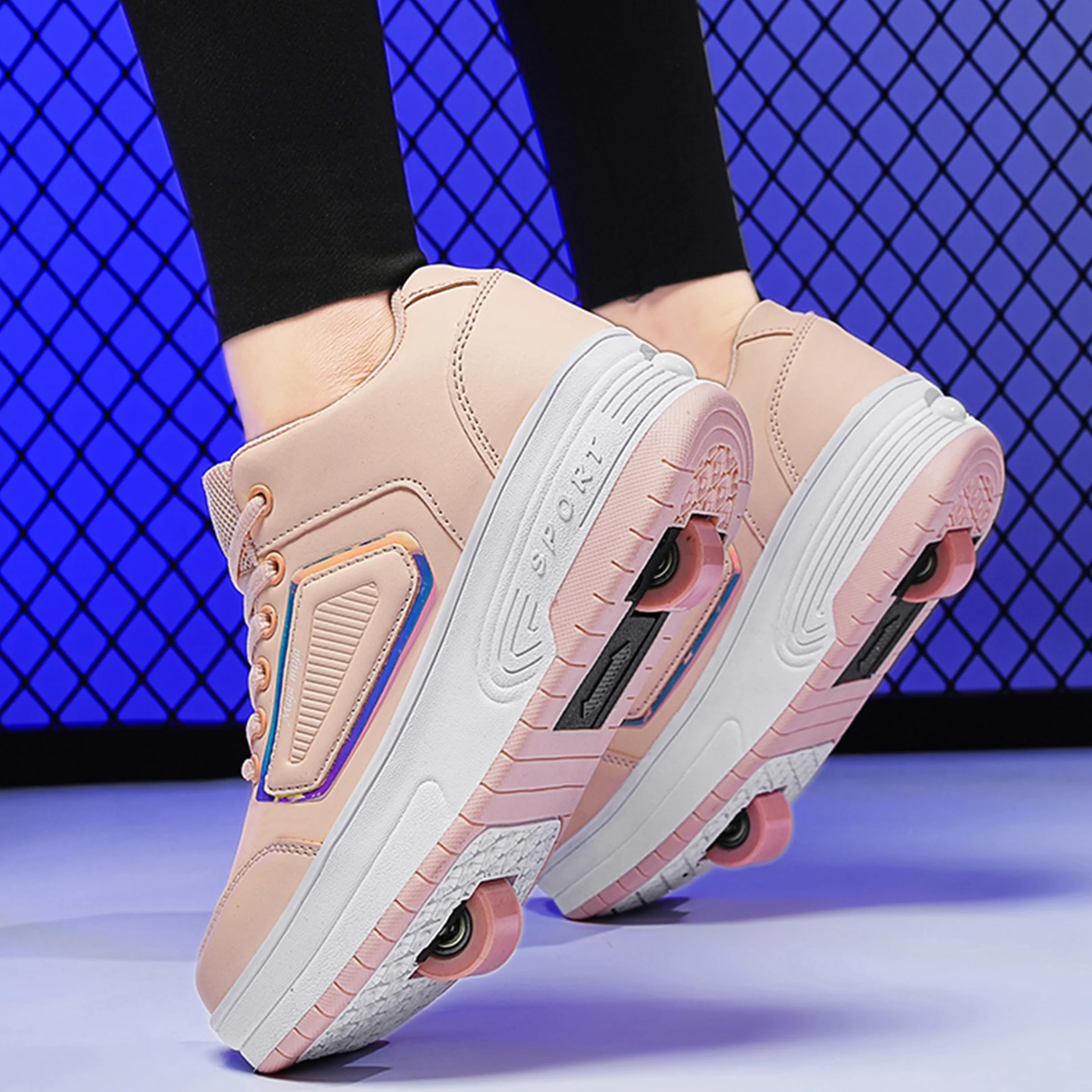 Zapatillas con Ruedas Ajustables para Niños y Niñas, Deportivas con Dos Ruedas