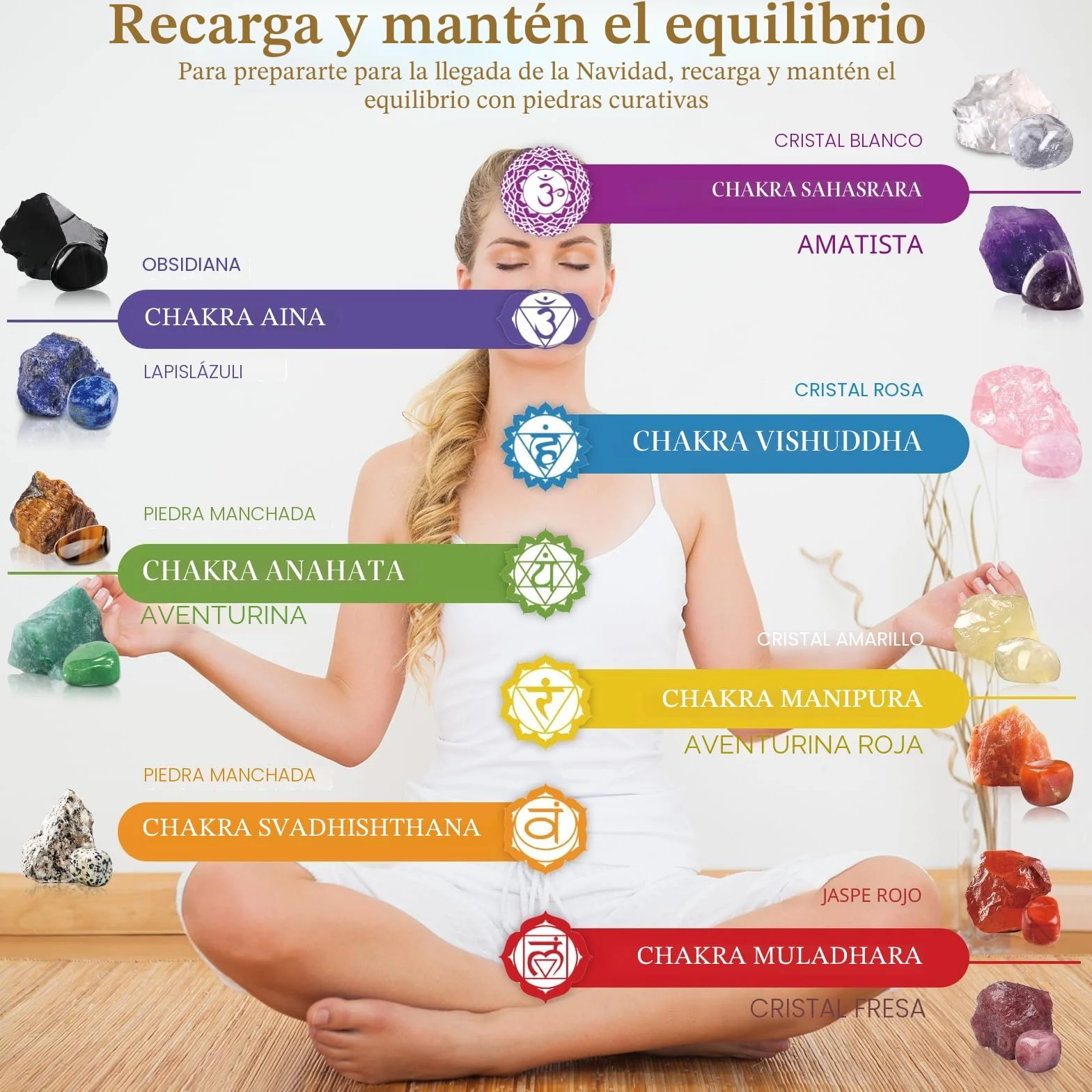 Calendario de Adviento de piedras preciosas, cristales, calendario de Adviento 2025 para niños, calendario de Navidad, cuenta regresiva con 24 cristales de chakra (A)