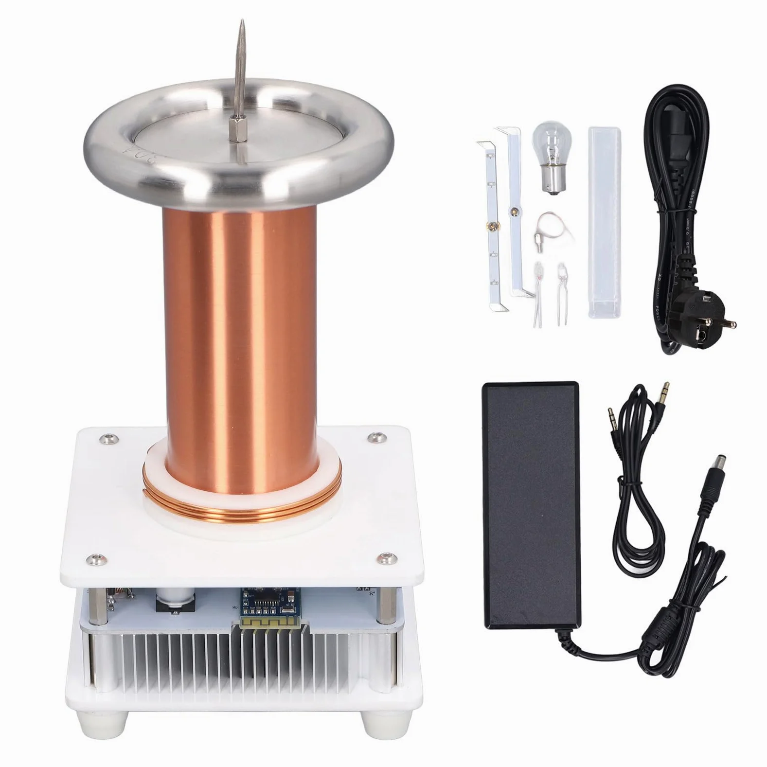 con Placa de Circuito de Alta Potencia de Bobina Secundaria de generador de - Modelo de Experimento de transmisión inalámbrica de Bobina de música Bluetooth y Altavoz de Plasma