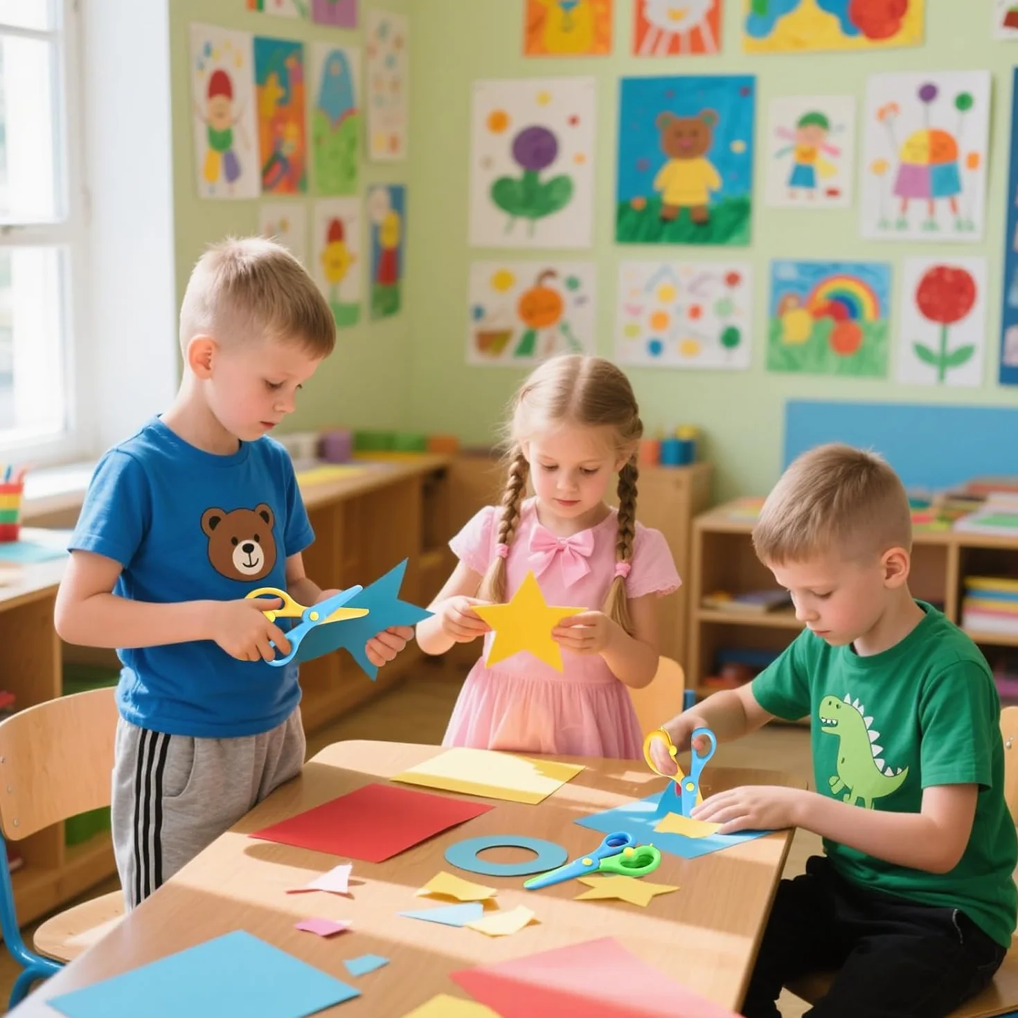 18PCS Tijeras Manualidades para Niños, Tijeras Entrenamiento Preescolar, DiseñO de Arte DIY, Diseño Antipellizcos, Desarrollo de la Coordinación Ojo-Mano