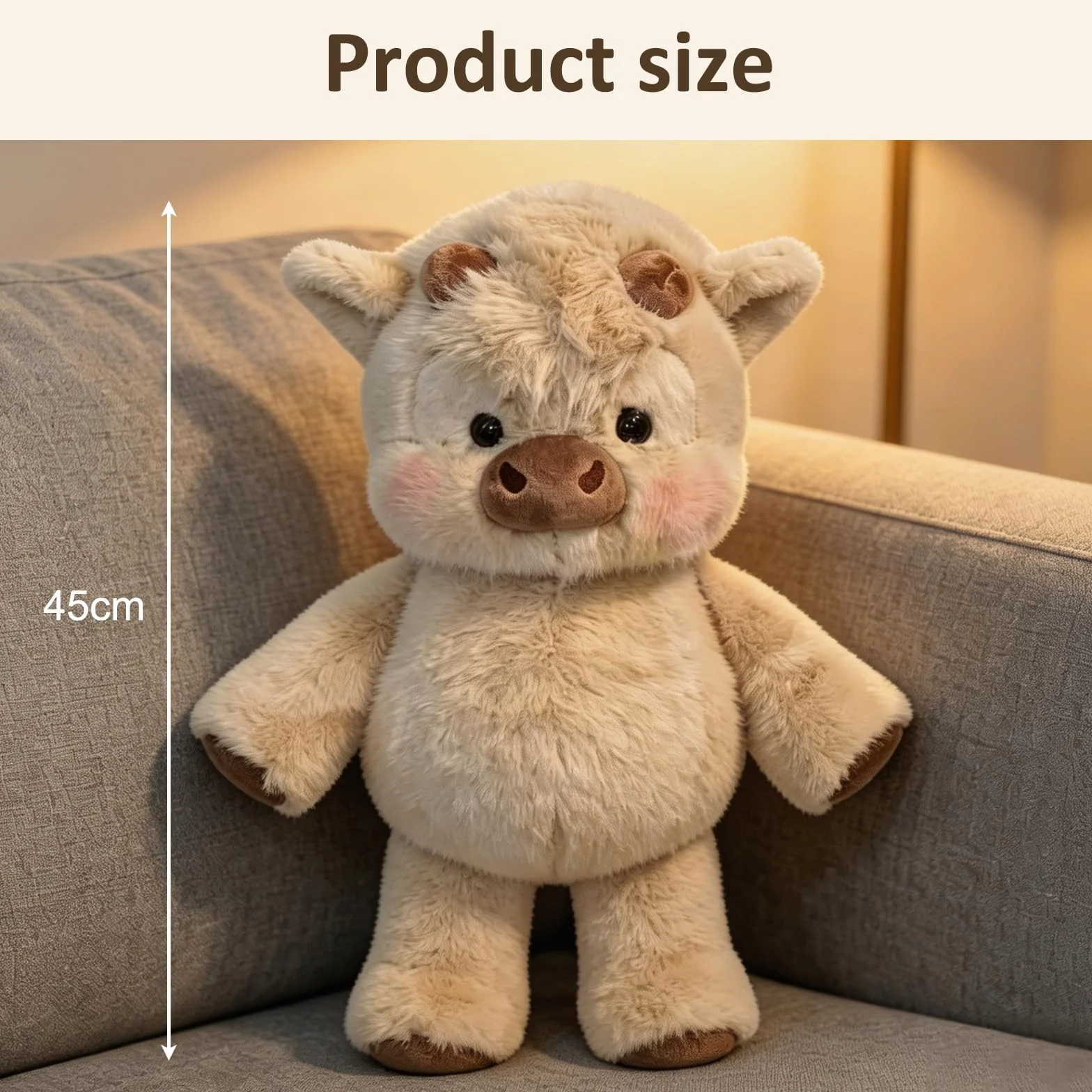 Peluche Que Corre, 45 cm Juguete Suave De Becerro Corriendo, Peluche De Vacas Highland, Peluches de jabalís, Vaca Que Corre Peluches, para Abrazar, Jugar y Decorar La Habitación (A)