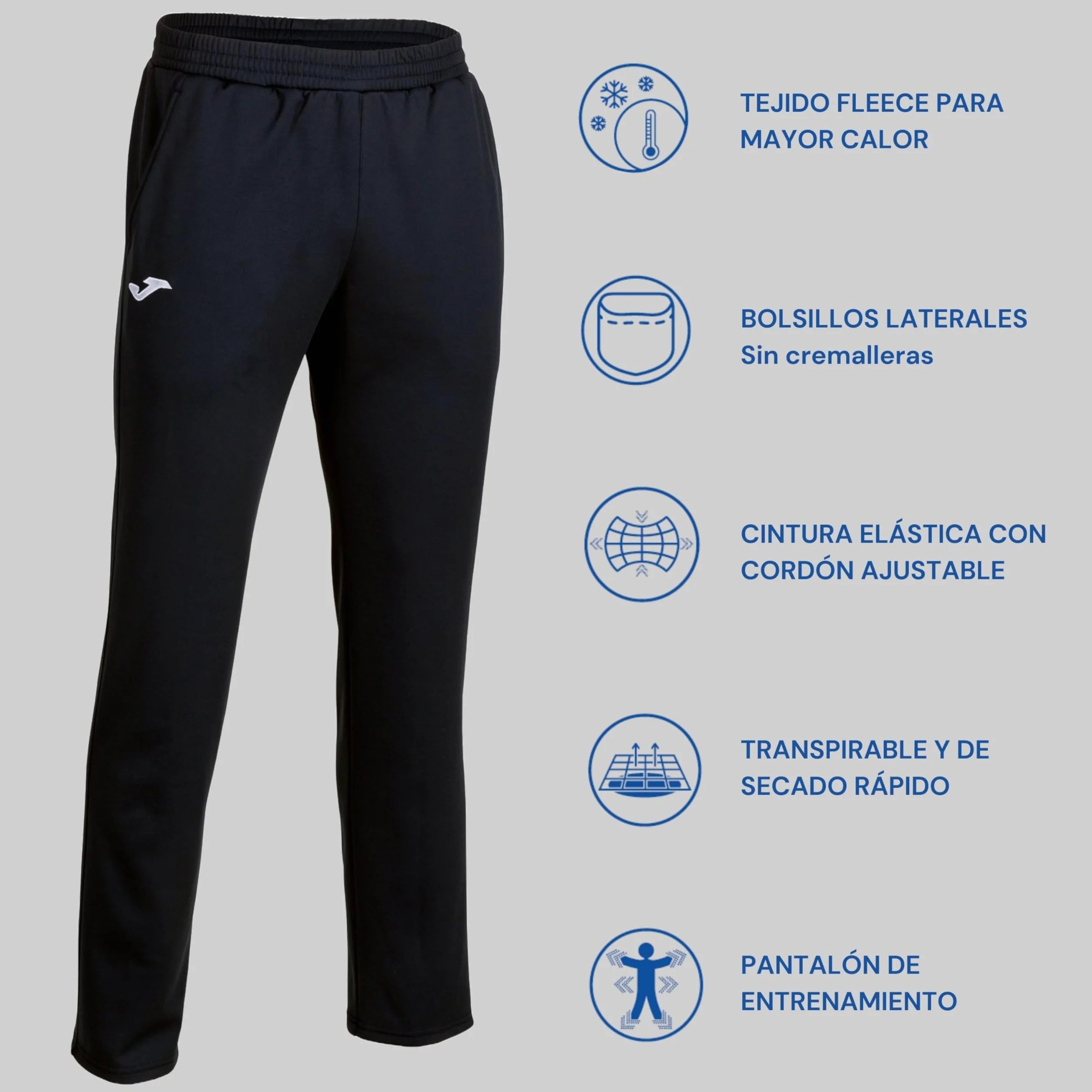 Joma Pantalón Largo Deportivo Hombre Cleo II 5XS-3XL Bolsillos Cintura Elástica Cordón