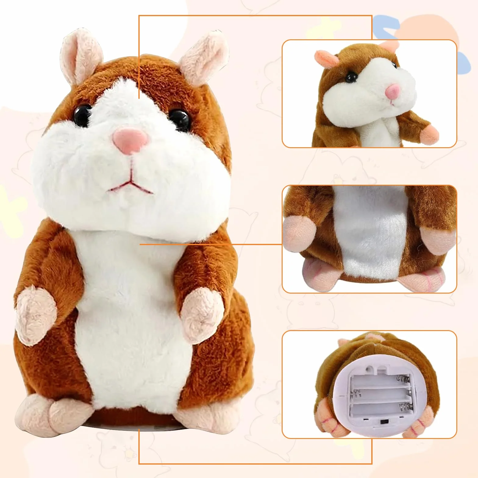 JOKILY Hámster parlante, hámster que habla, juguete de peluche para hámster, juguetes de peluche para niños, juguetes de peluche para niños, regalo de cumpleaños infantil