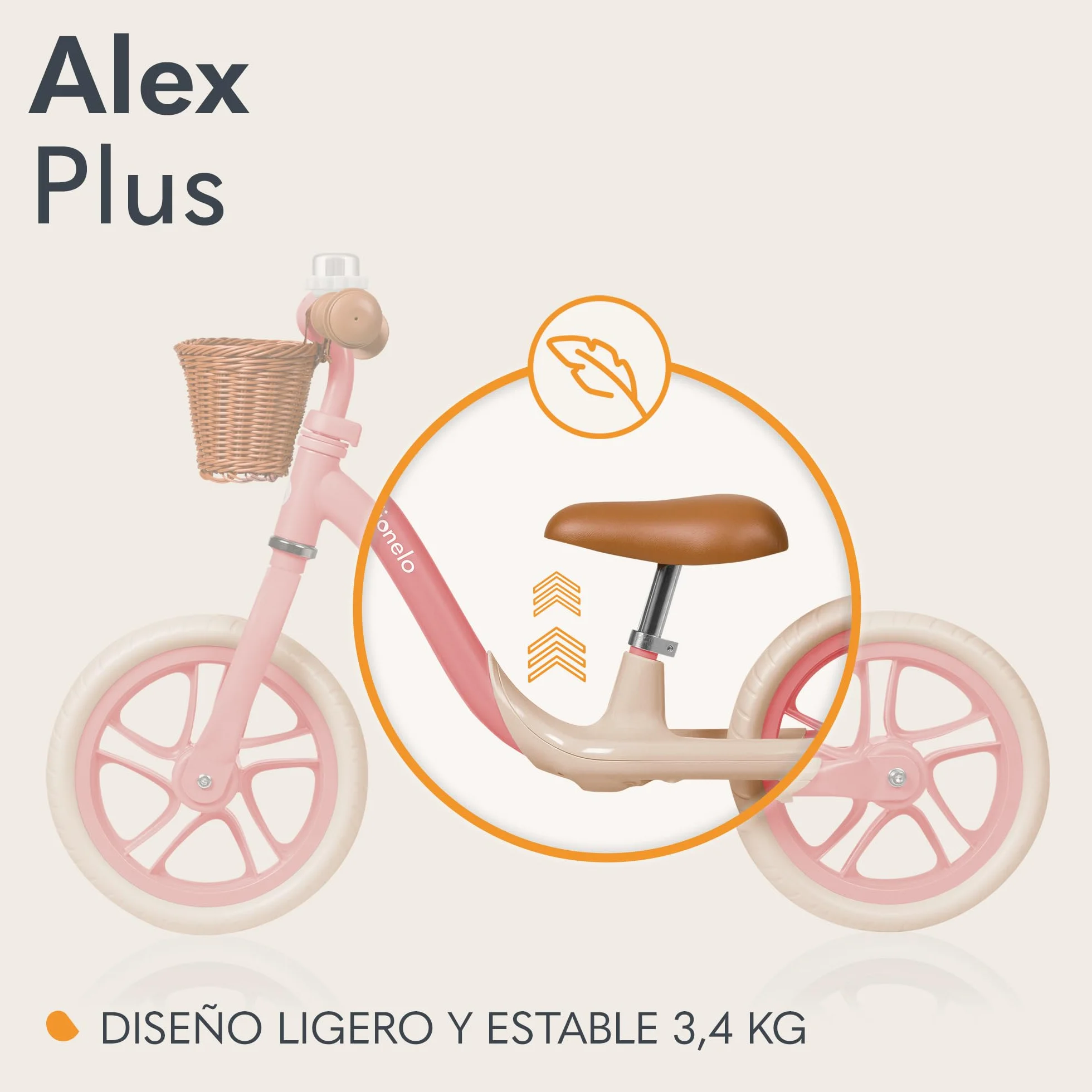 lionelo Alex Bicicleta sin Pedales de 3 años hasta 30 kg, Bicicleta de Equilibrio para Menores, Regulación del Asiento y del Volante, Ruedas Ligeras, Reposapiés Perfilado