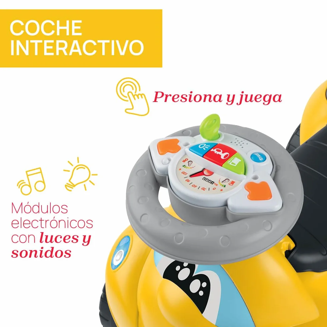 Chicco Andador Correpasillos 2 en 1 Billy El Caminón, Interactivo con Sonidos y Luces, Andador Bebé Primeros Pasos, Juguetes Bebés y Niños De 9 Meses a 3 Años, Amarillo