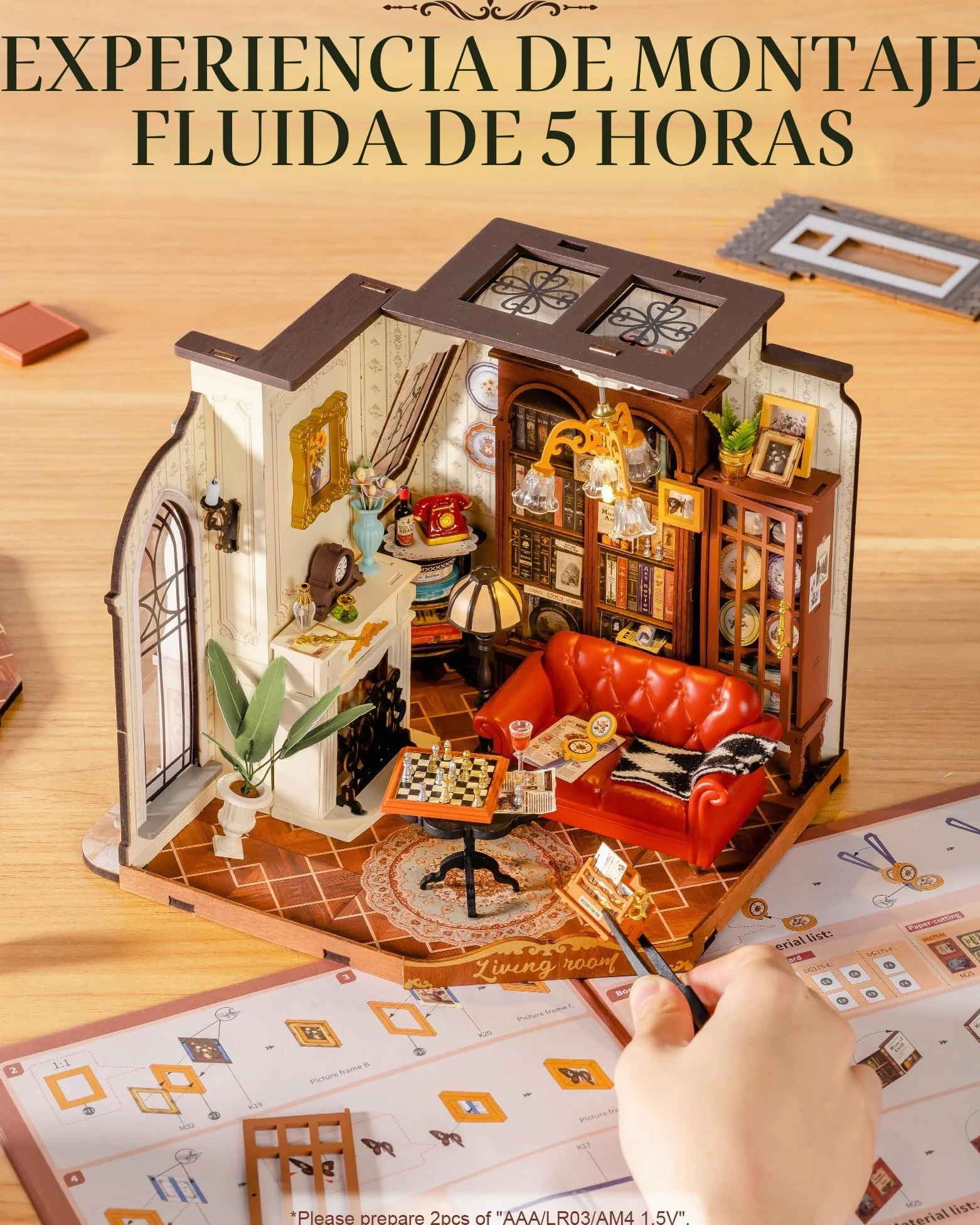 Rolife Casa de Muñecas Sala de Estar de Catherine Kit de Modelo Casa de Muñecas en Miniatura de Madera para Construir para Adultos Decoración del Hogar Regalo de Cumpleaños para Niñas