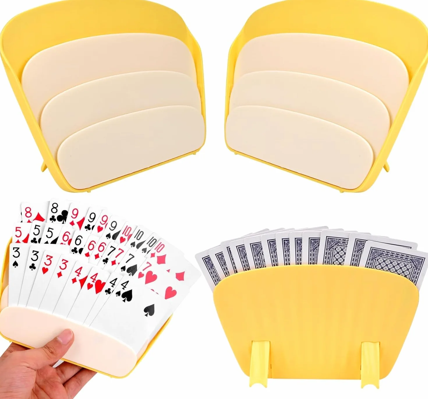 Pipihome Sujeta Cartas, 4 Piezas Soporte para Naipes, Soporte para Juego de Cartas, Sujeta Cartas Naipes para Niños Adultos Personas Mayores, Liberar Las Manos, para Todo Tipo de Juegos de Cartas (A)