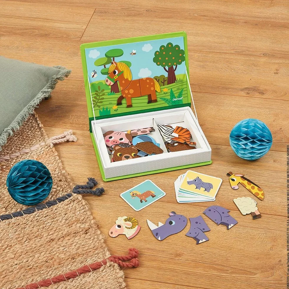 Janod - Magneti'Book Animales - Juego Educativo Magnético de 30 Piezas - Desarrolla la Motricidad Fina y la Imaginación - A Partir de 3 Años, J02723
