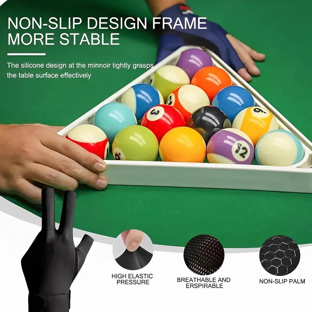 Guante de billar antideslizante ajustable para mano derecha 1 pieza negro