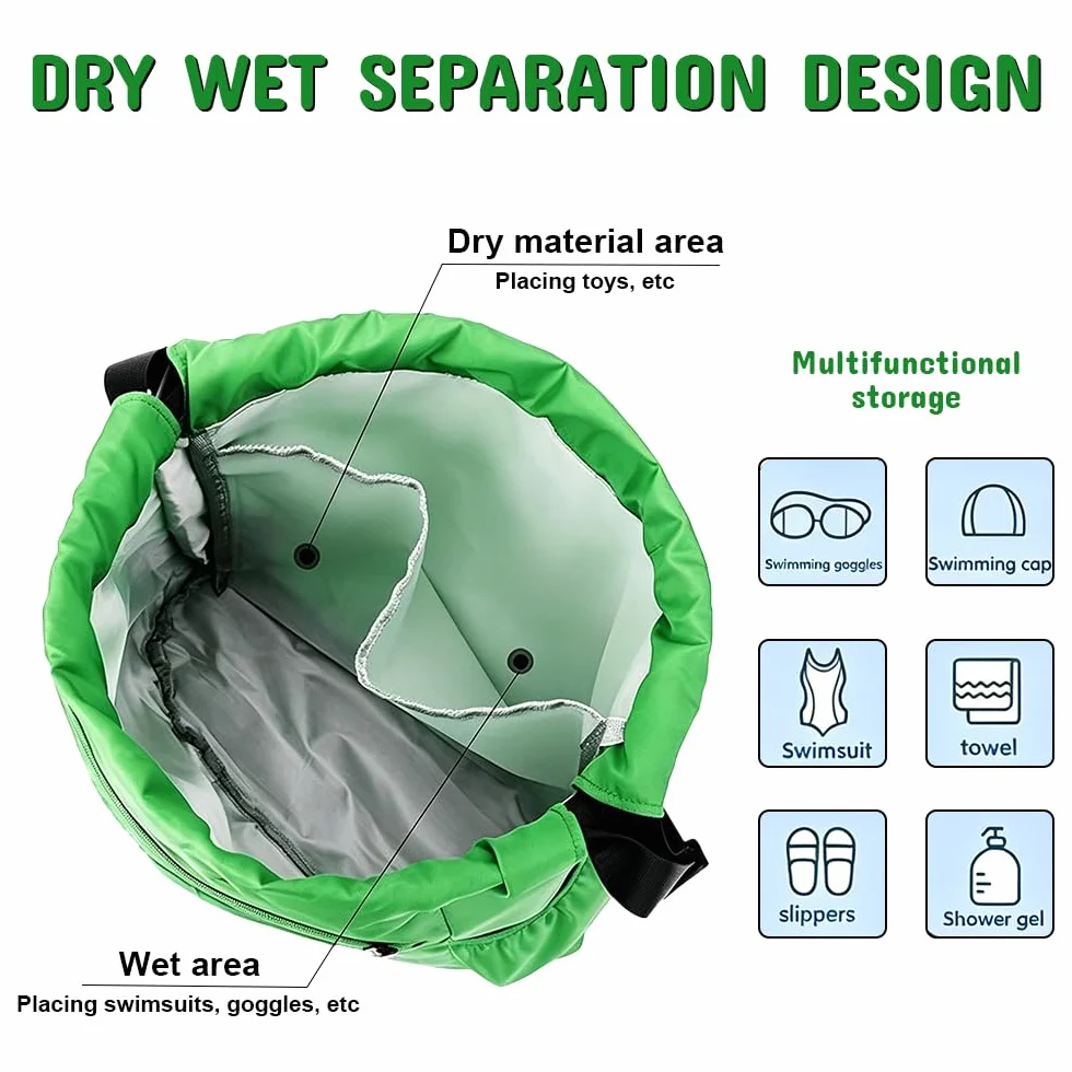 Mochila de Fitness Impermeable para Niños con Compartimento para Zapatos, Bolsa de Playa y Natación