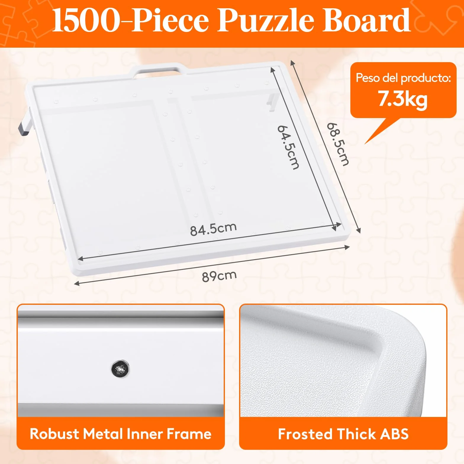 Lifewit 1500 PCS Puzzle Board con Soporte Inclinado, Tabla de Rompecabezas con 4 Cajones and Tapas, Multifuncional Plástico Tablero Puzzles Giratorio de 360°, 89 x 68.5cm, Blanco
