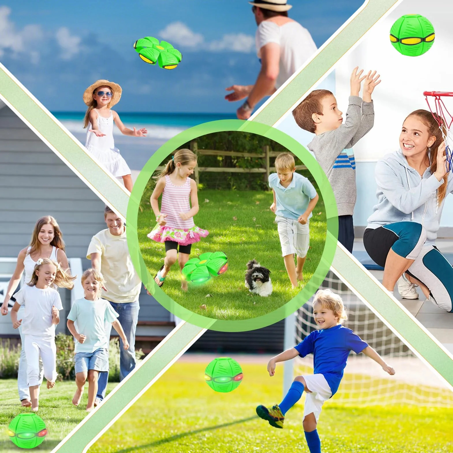 Platillo Volador mágico, Mini Frisbee Transformable en Balón, Flat Ball , Nueva Bola mágica de 2026 con 6 Luces, Bola Voladora, Pelota Voladora para Niños, Regalo Niño Innovador, Juguete para Perros