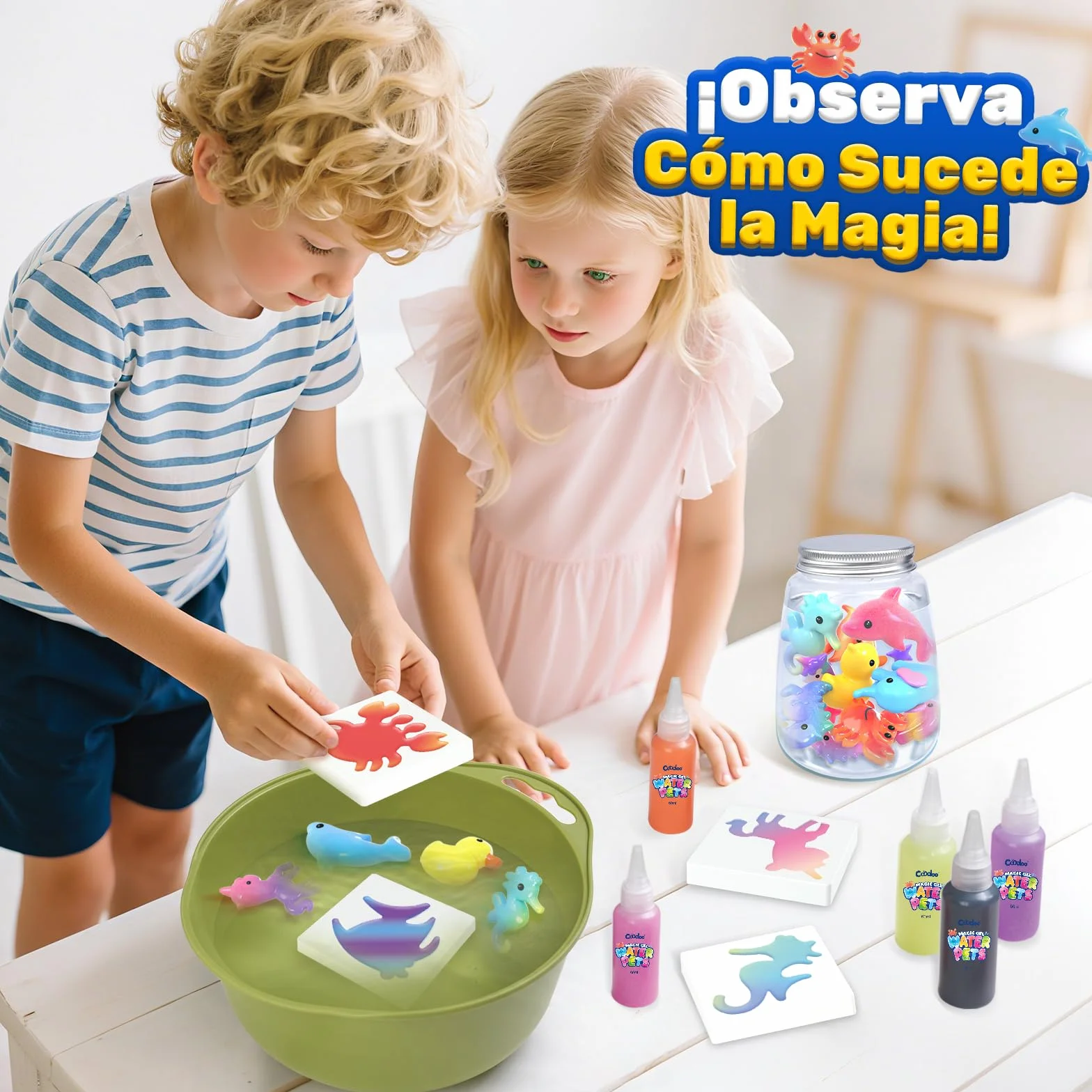 Coodoo Aqua Gelz Set, Juguete de Gel de Agua Mágico DIY, Juego de Gel Mágico con 10 Colores y 8 Moldes, Creativo Manualidades Niños, Juguetes Juegos Kit Pintura Regalo para Niños Niñas 3 4 5 6 Años