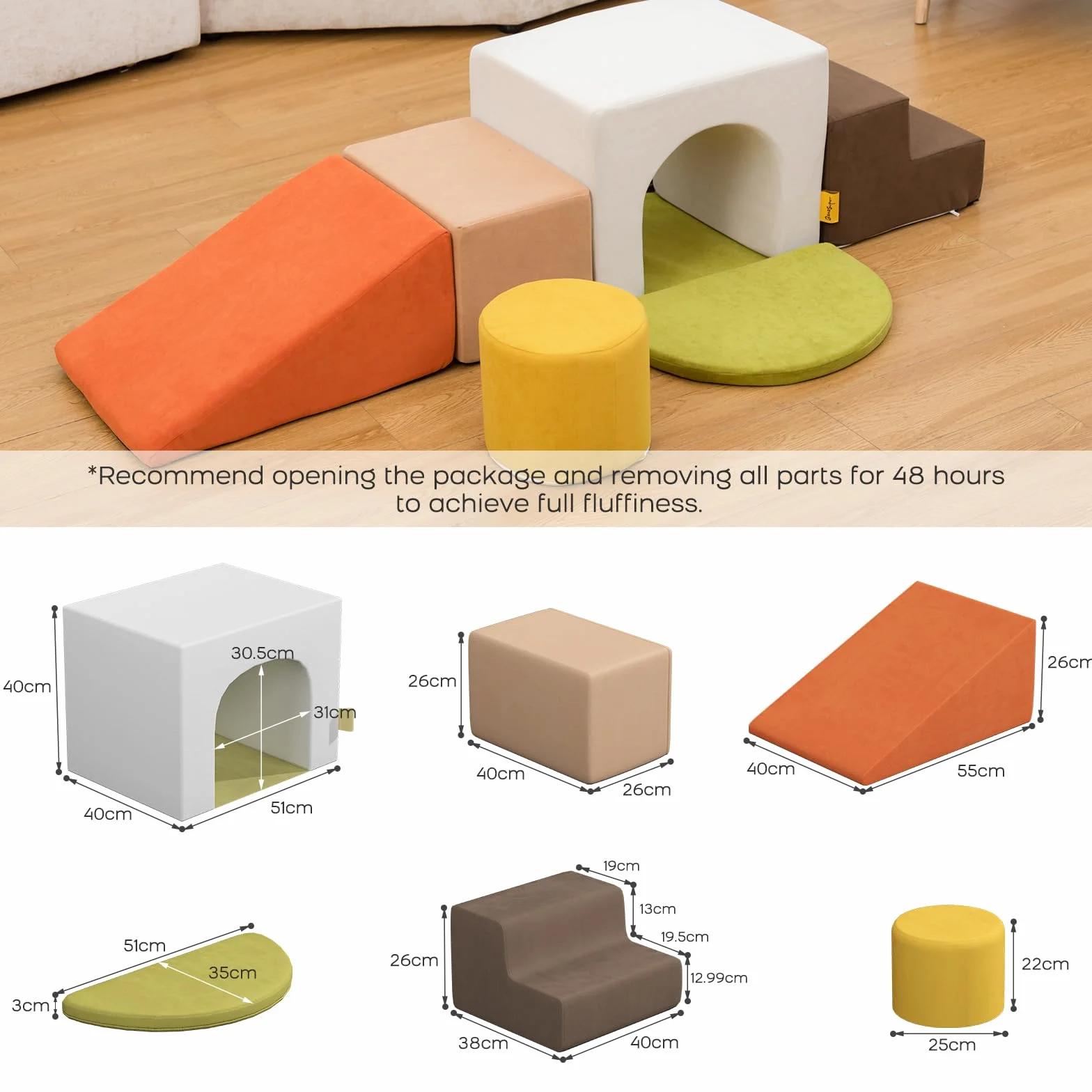 BanaSuper Bloques Espuma Educativos para Niños | Juego Motricidad Base Antideslizante | EN71 | 7 Bloques Psicomotricidad Modular Lavable