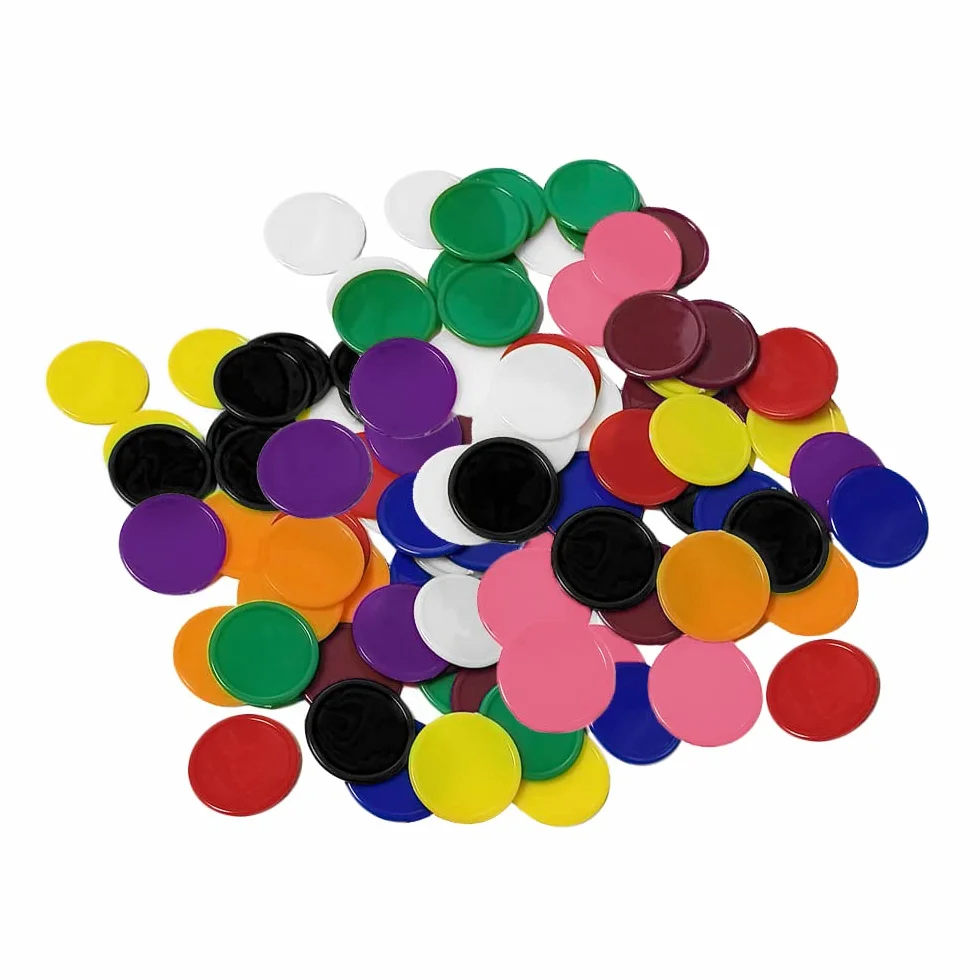 Fichas de plástico, 200 piezas de aprendizaje de recursos, 10 colores para Bingo, Poker, Lotería y Juegos de mesa, marcadores para enano amarillo y Caddie, 25 mm