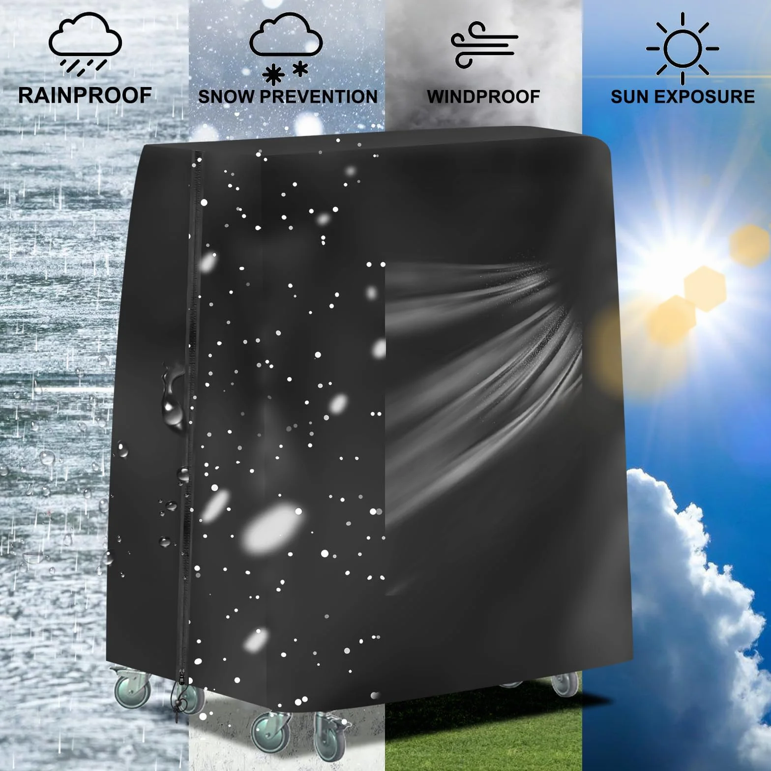 Funda impermeable para mesa de ping pong 185x165x70 cm Oxford resistente UV viento desgarros interior exterior