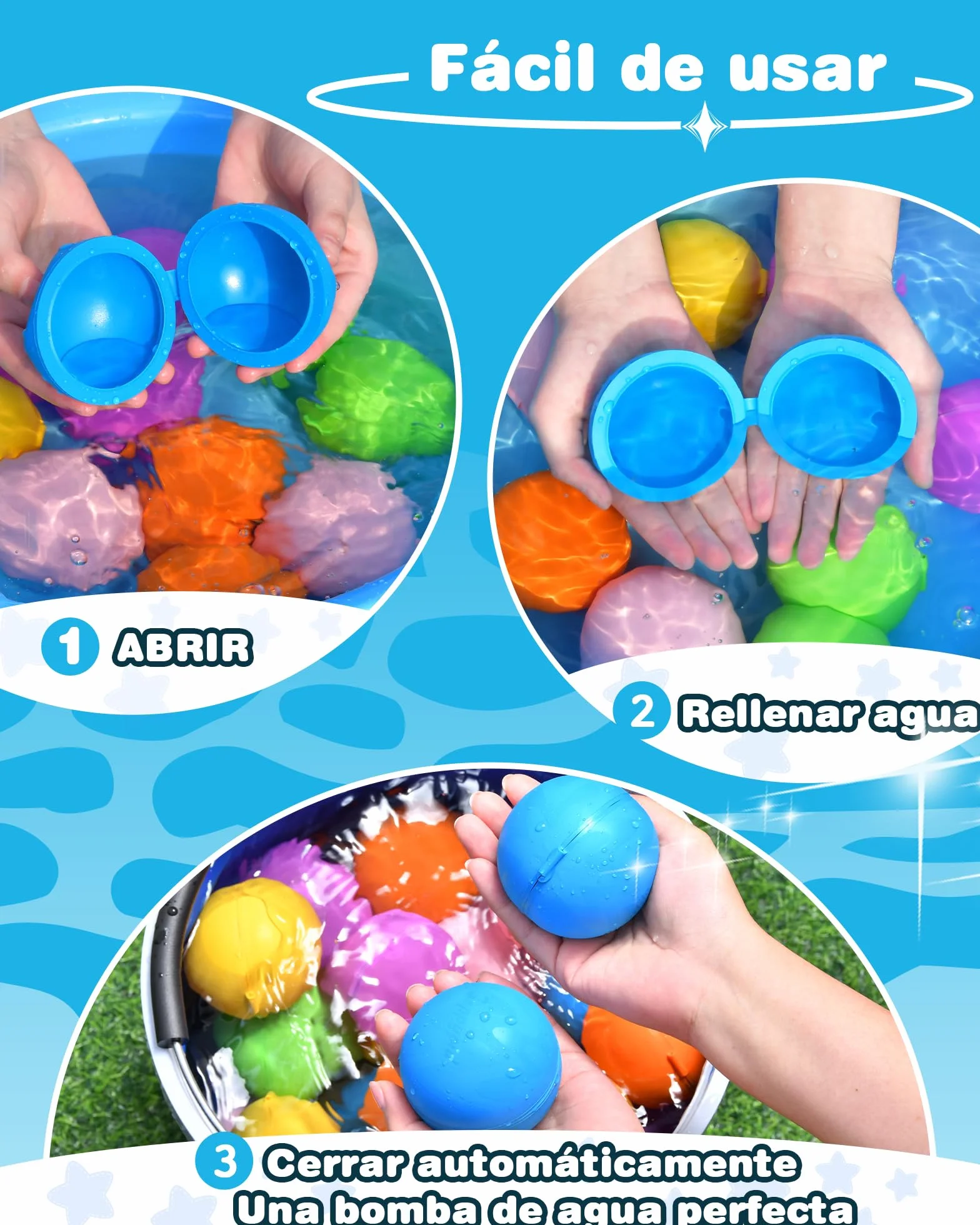 KOKODI Globos de Agua Reutilizables con Imán, Silicona Suave Llenado Rápido, Juegos de Agua para Niños, Juguetes de Piscina y Playa Verano al Aire Libre para Niños y Adultos，18 Uds，Versión estándar