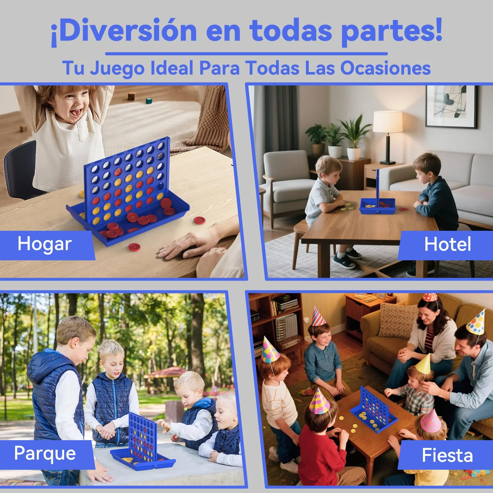 Pup Go 4 en Raya Estándar para Niños de 3 Años+, Juego de Mesa Clásico y Familiar, Juguete Estrategia Educativo, Tablero Plegable con 6 Discos de Repuesto