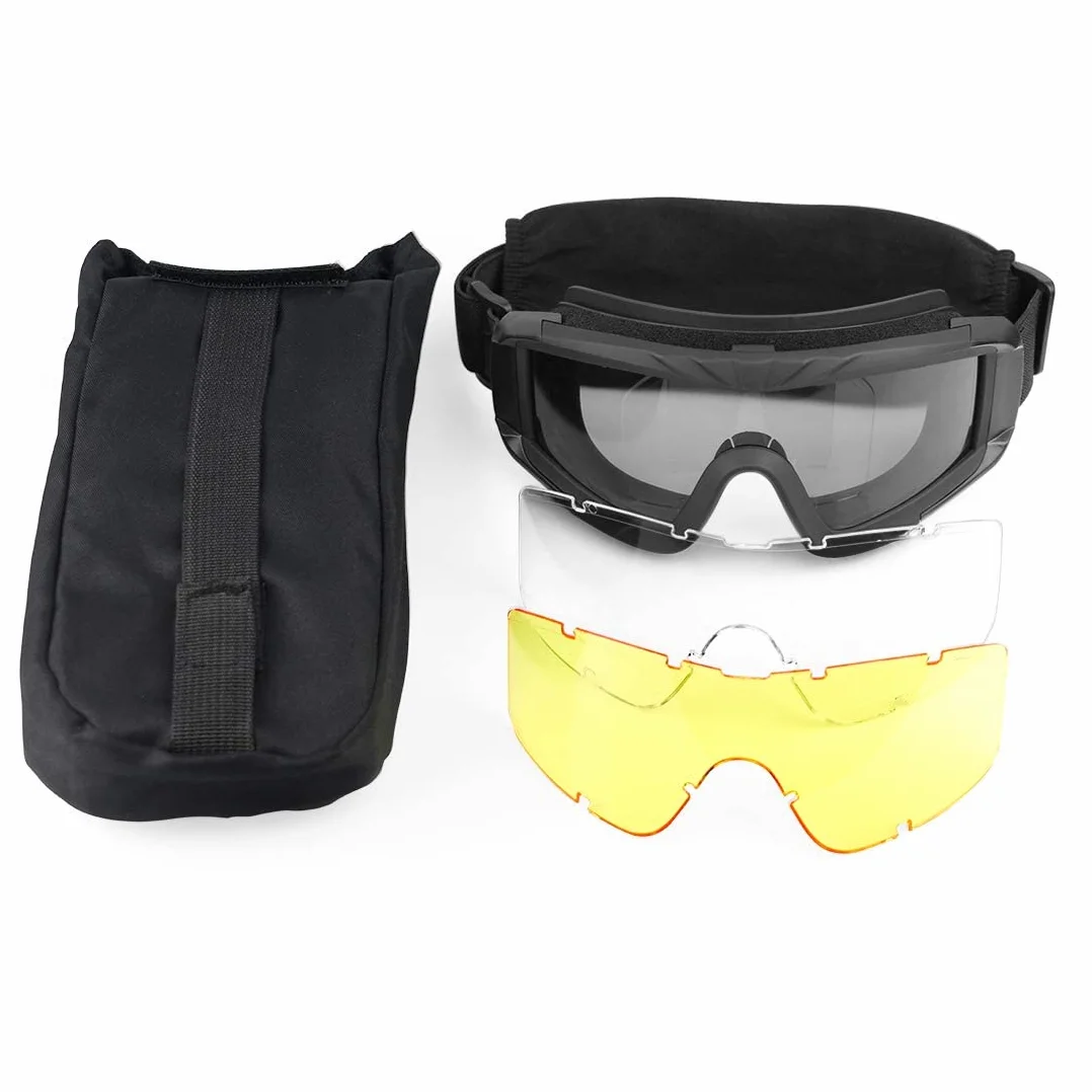 Feyachi Gafas de airsoft tácticas con 3 lentes intercambiables protección UV400 antivaho para tiro caza paintball