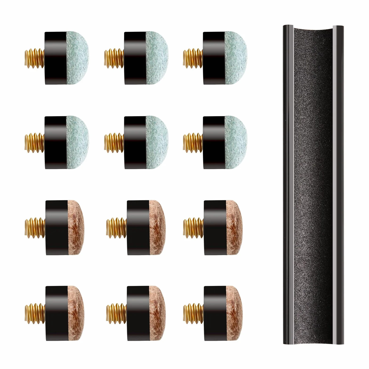 Puntas de Taco de Billar Atornilladas 10 mm 12 mm 13 mm con Moldeador y Caja de Almacenamiento