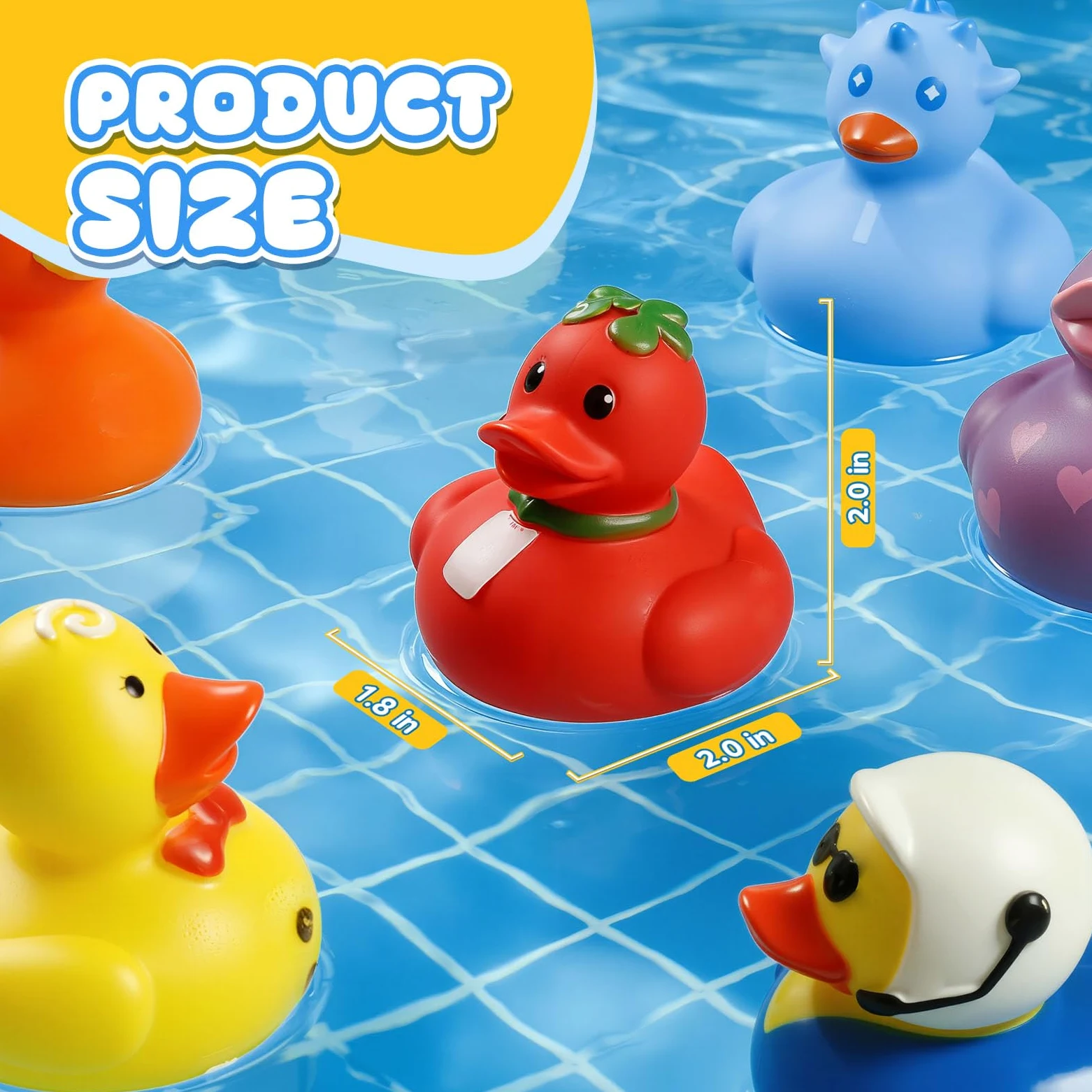 The Ultimate - Juego de juguetes para fiestas y baño: patos de goma de colores aleatorios en bolsa de malla para el baño del bebé, recuerdos de fiesta en la piscina y juegos divertidos para niños (200